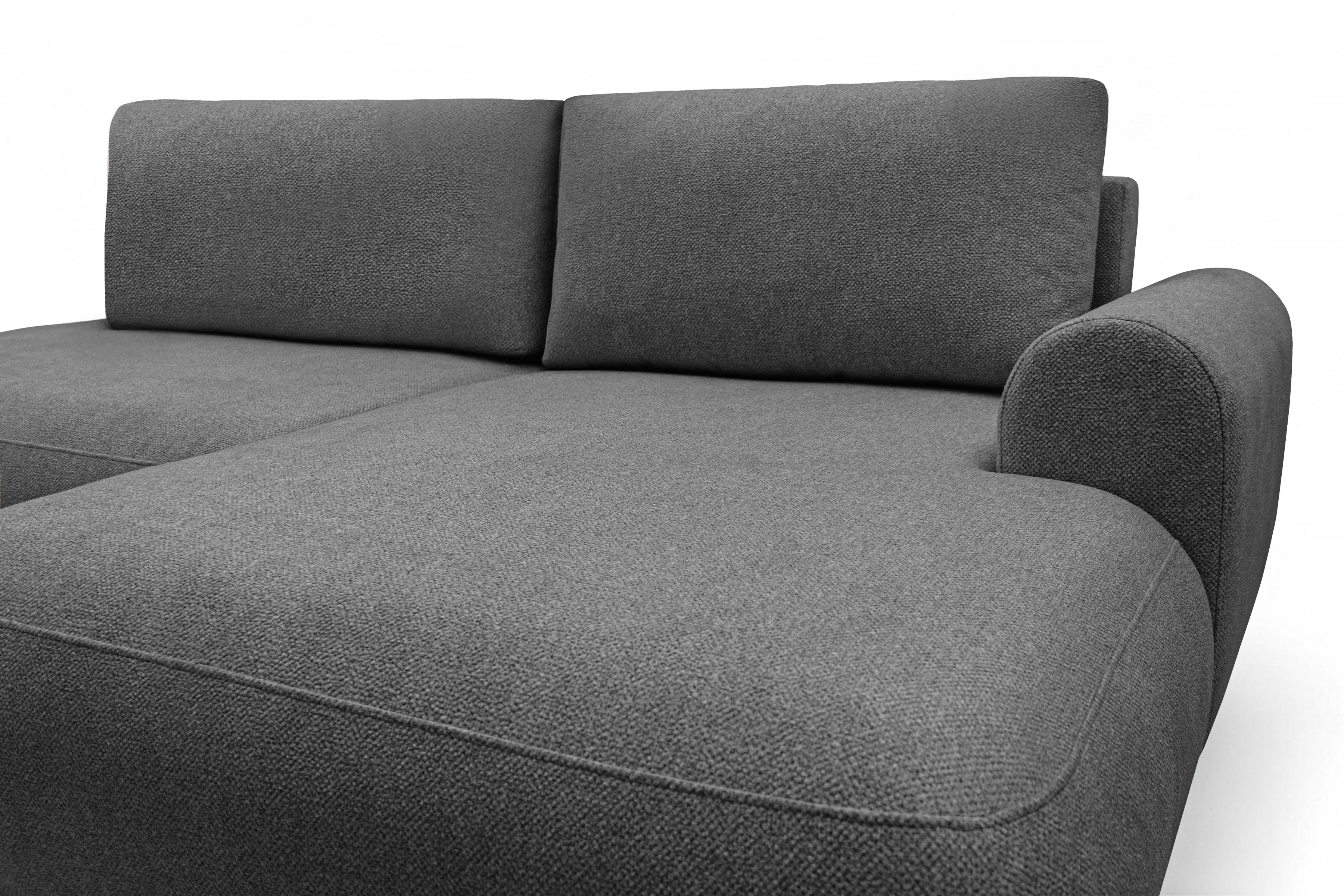 Rohová rozkladacia sedačka Lotulis L II pravá – tmavosivá hydrofóbna pletenina Blur 19 Rohová sedacia súprava Lotulis L s funkciou spánku pravá strana - ciemno šedá dzianina hydrofobowa Blur 19