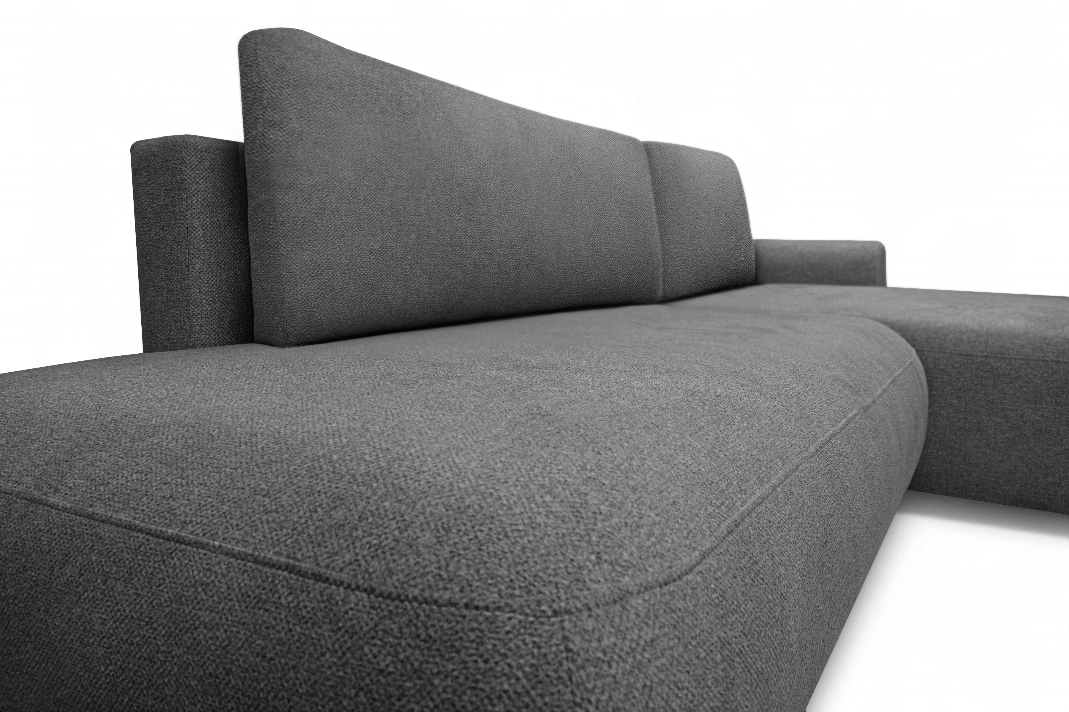 Rohová rozkladacia sedačka Lotulis L II pravá – tmavosivá hydrofóbna pletenina Blur 19 Rohová sedacia súprava Lotulis L s funkciou spánku pravá strana - ciemno šedá dzianina hydrofobowa Blur 19