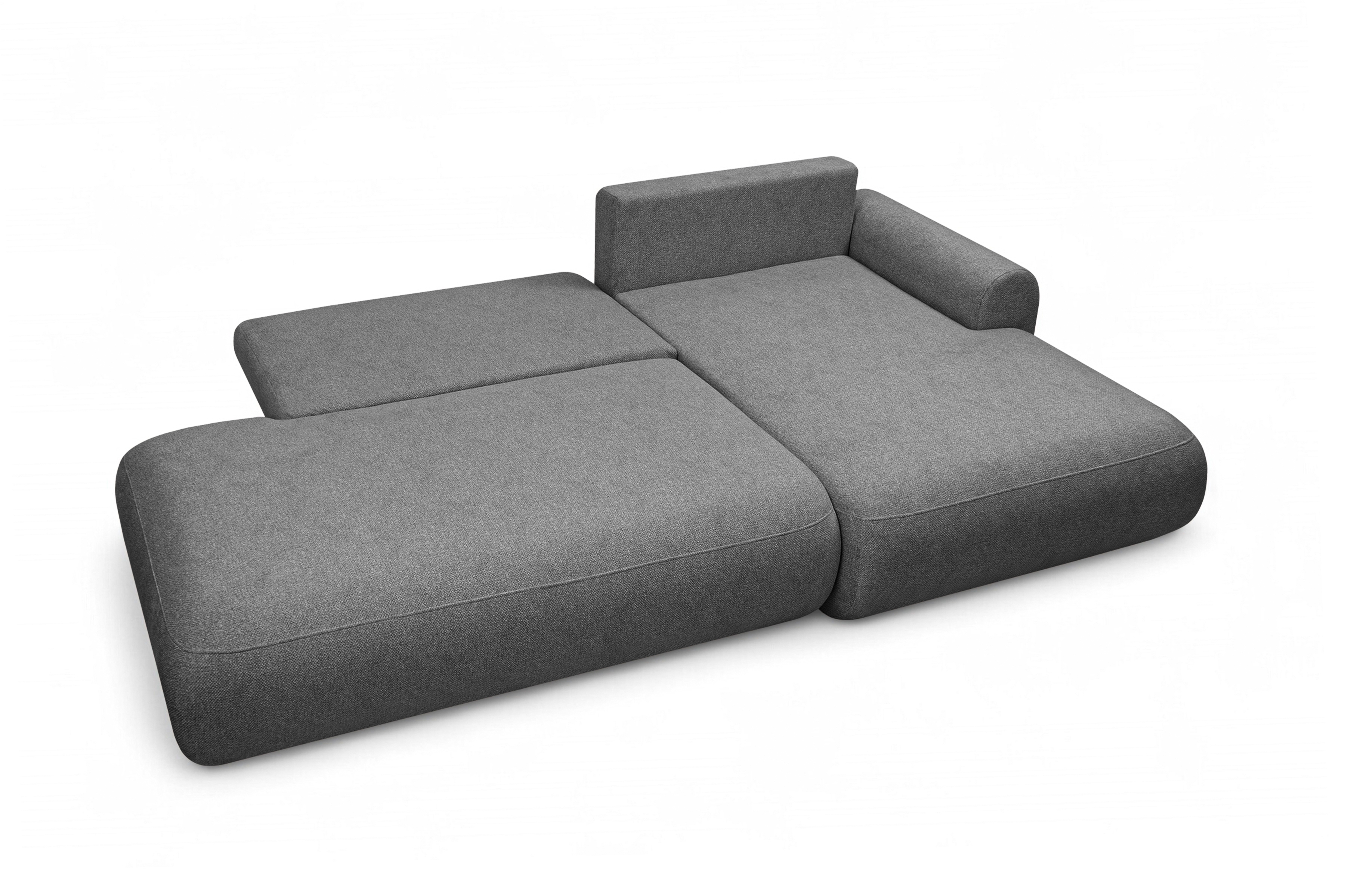 Rohová rozkladacia sedačka Lotulis L II pravá – tmavosivá hydrofóbna pletenina Blur 19 Rohová sedacia súprava Lotulis L s funkciou spánku pravá strana - ciemno šedá dzianina hydrofobowa Blur 19