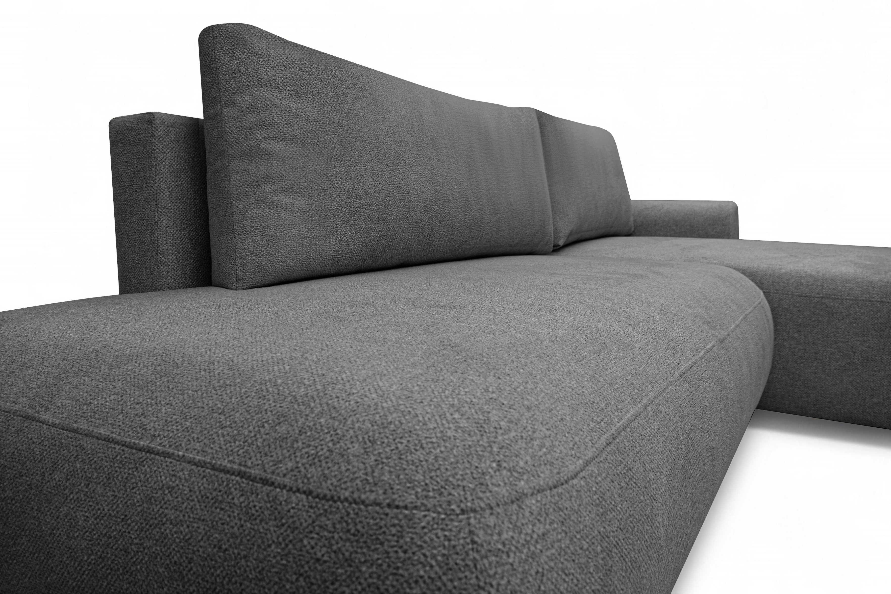 Rohová rozkladacia sedačka Lotulis L II pravá – tmavosivá hydrofóbna pletenina Blur 19 Rohová sedacia súprava Lotulis L s funkciou spánku pravá strana - ciemno šedá dzianina hydrofobowa Blur 19