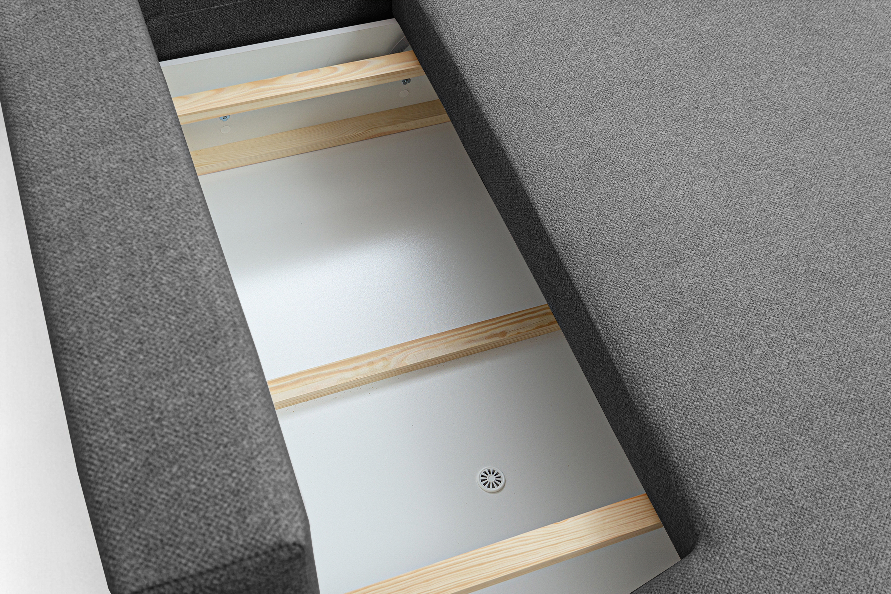 Rohová rozkladacia sedačka Lotulis L II pravá – tmavosivá hydrofóbna pletenina Blur 19 Rohová sedacia súprava Lotulis L s funkciou spánku pravá strana - ciemno šedá dzianina hydrofobowa Blur 19