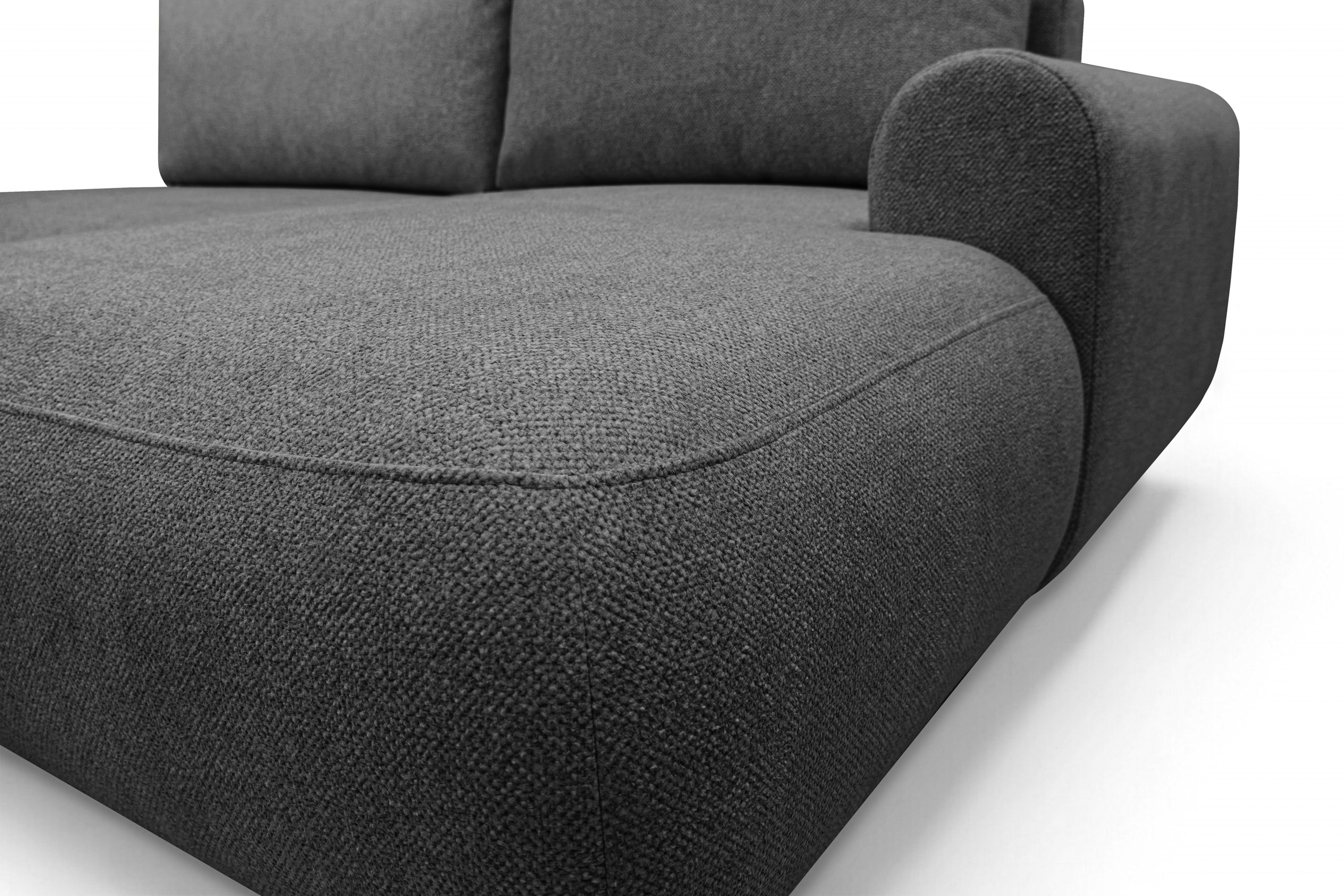 Rohová rozkladacia sedačka Lotulis L II pravá – tmavosivá hydrofóbna pletenina Blur 19 Rohová sedacia súprava Lotulis L s funkciou spánku pravá strana - ciemno šedá dzianina hydrofobowa Blur 19