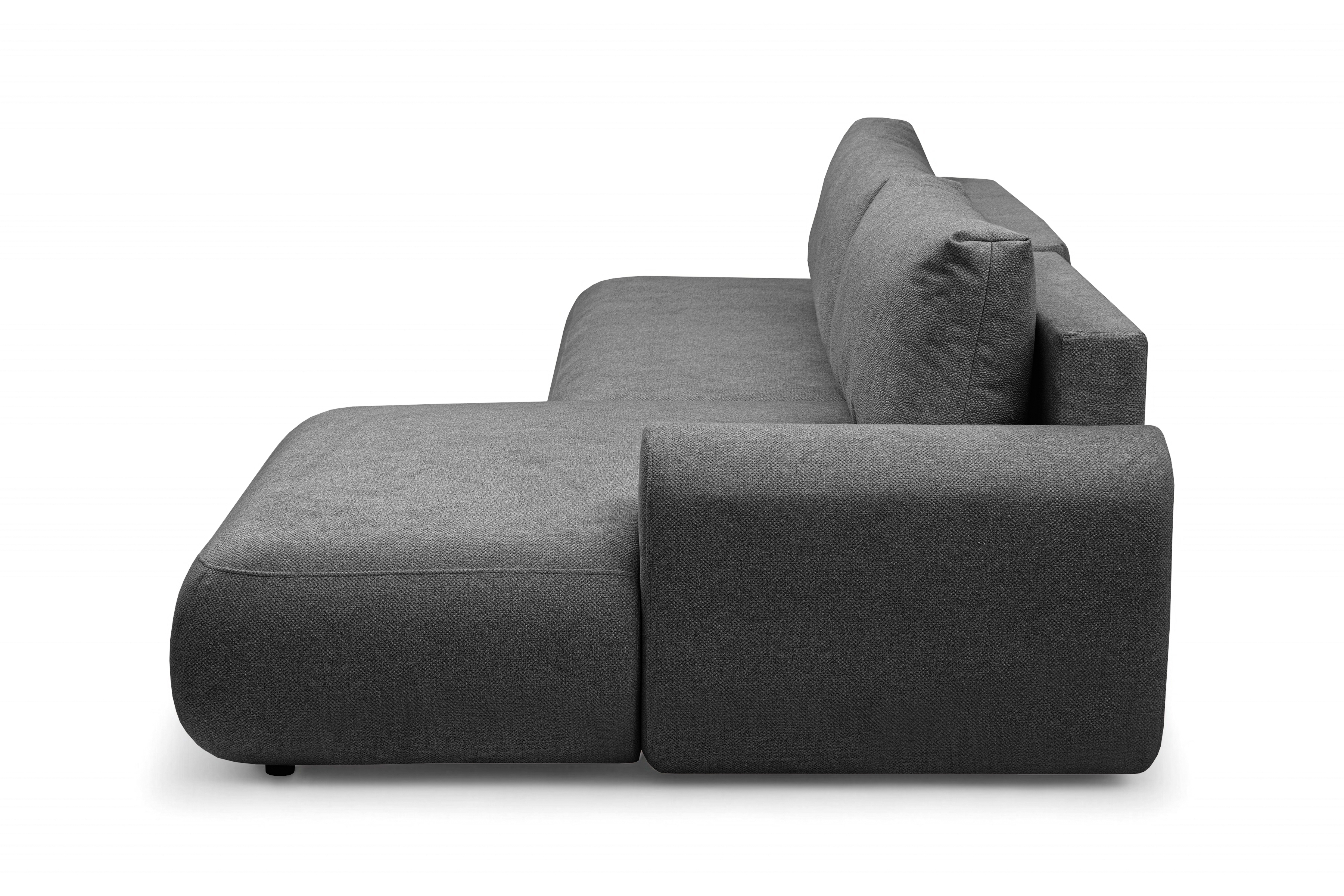 Rohová rozkladacia sedačka Lotulis L II pravá – tmavosivá hydrofóbna pletenina Blur 19 Rohová sedacia súprava Lotulis L s funkciou spánku pravá strana - ciemno šedá dzianina hydrofobowa Blur 19