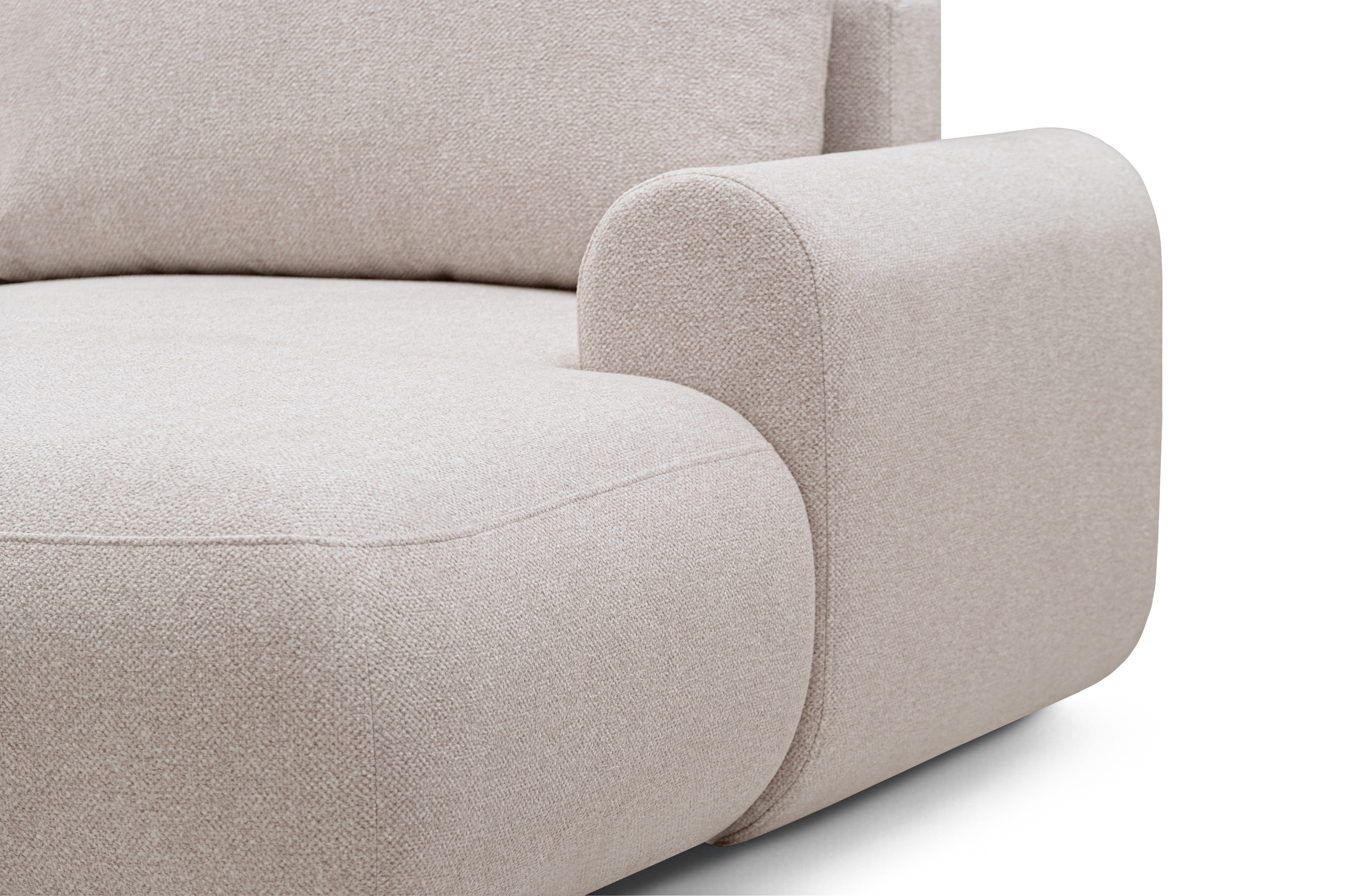 Rozkladacia rohová sedačka Lotulis L II pravá – krémová hydrofóbna pletenina Blur 01 Rohová sedacia súprava Lotulis L s funkciou spánku pravá strana - kremowa dzianina hydrofobowa Blur 01