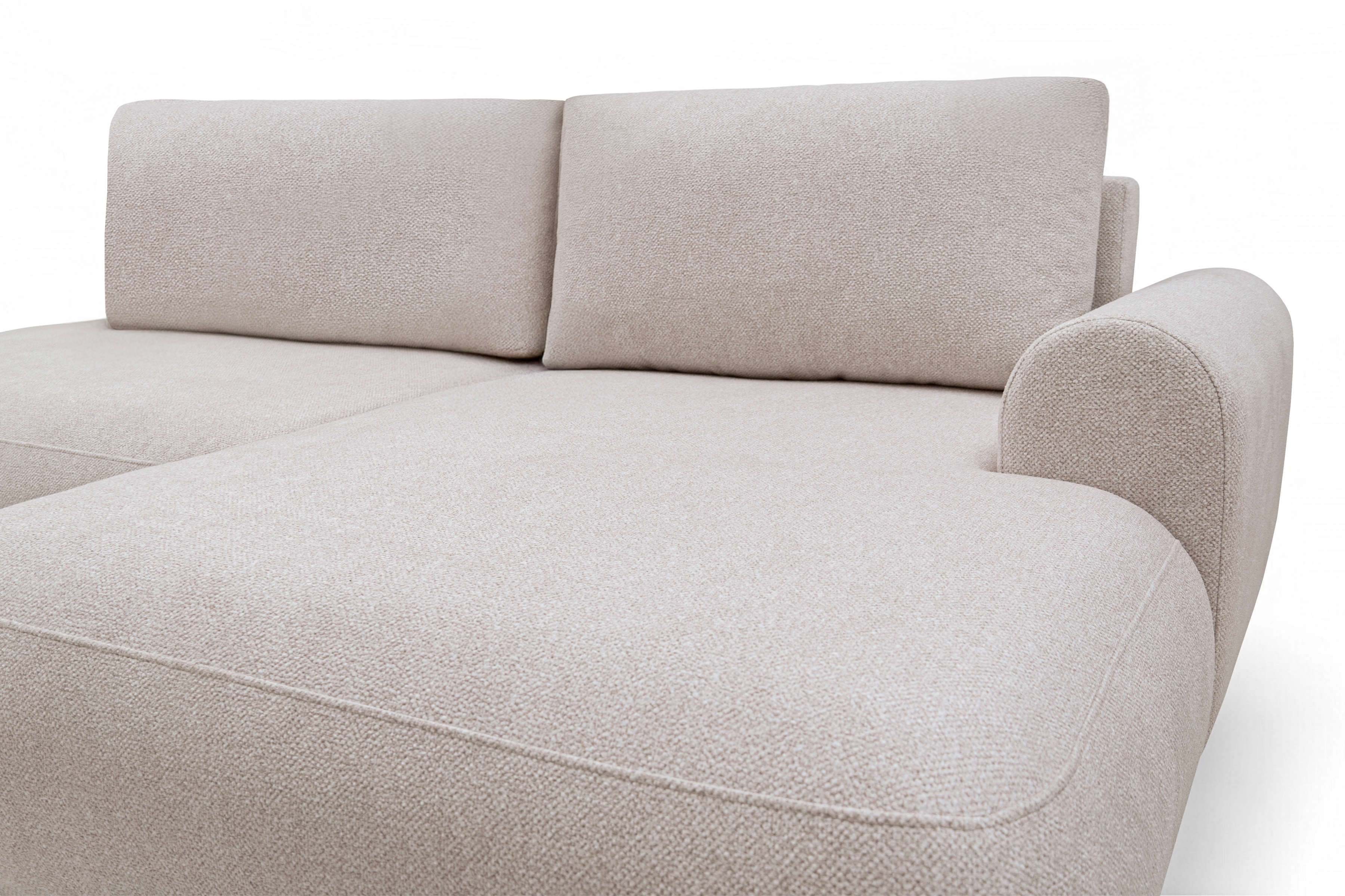 Rozkladacia rohová sedačka Lotulis L II pravá – krémová hydrofóbna pletenina Blur 01 Rohová sedacia súprava Lotulis L s funkciou spánku pravá strana - kremowa dzianina hydrofobowa Blur 01