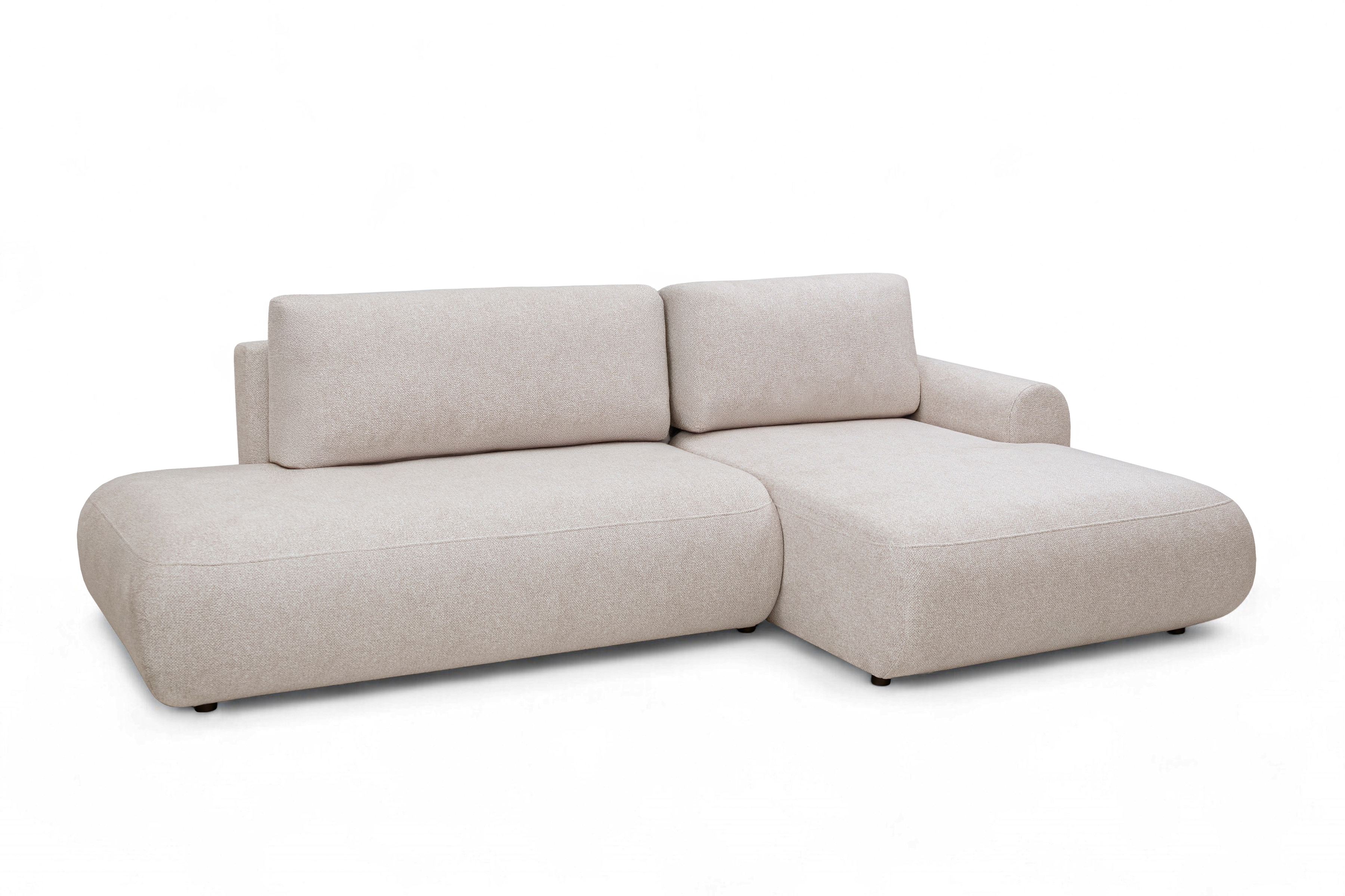 Rozkladacia rohová sedačka Lotulis L II pravá – krémová hydrofóbna pletenina Blur 01 Rohová sedacia súprava Lotulis L s funkciou spánku pravá strana - kremowa dzianina hydrofobowa Blur 01