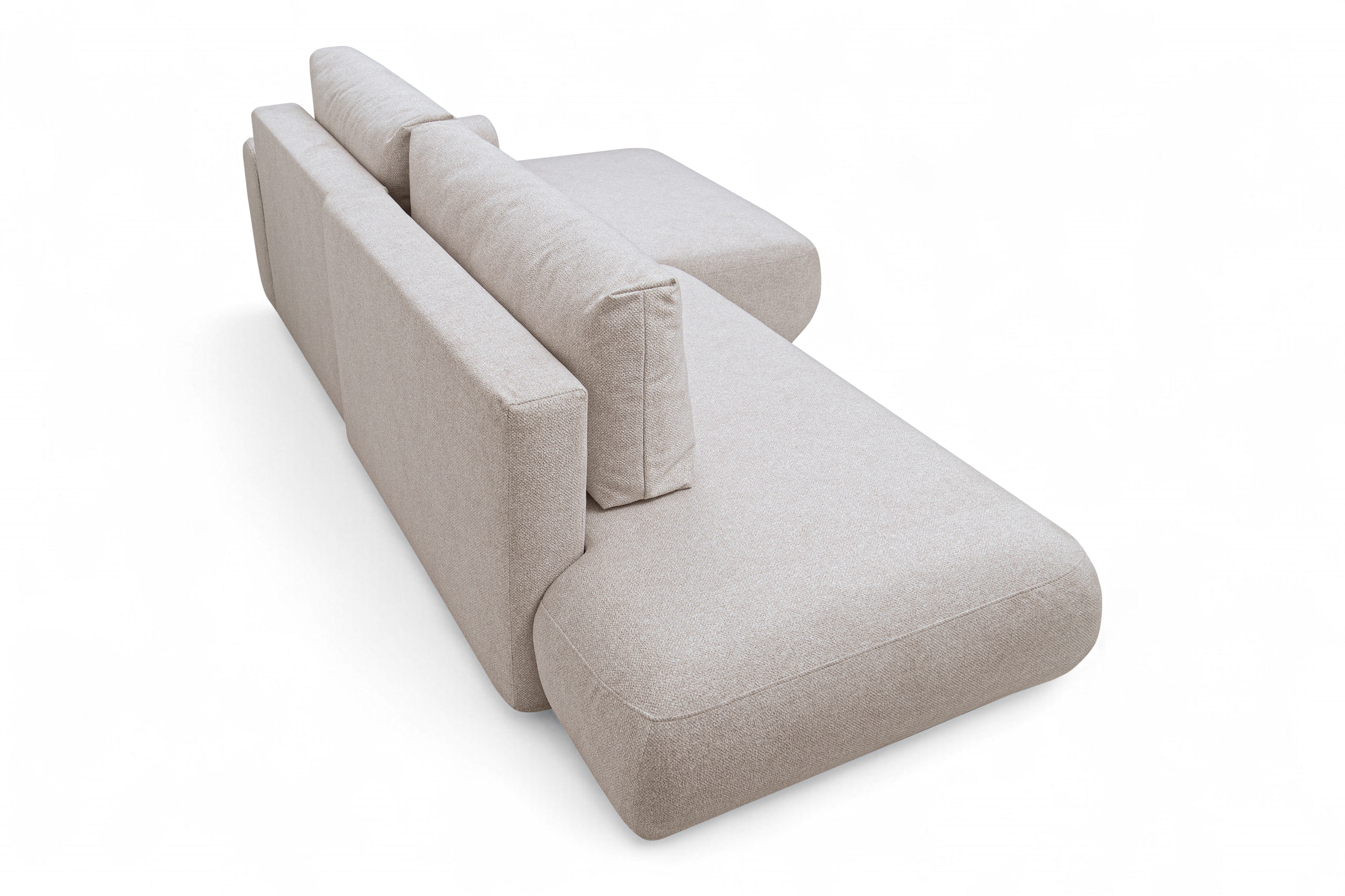 Rozkladacia rohová sedačka Lotulis L II pravá – krémová hydrofóbna pletenina Blur 01 Rohová sedacia súprava Lotulis L s funkciou spánku pravá strana - kremowa dzianina hydrofobowa Blur 01