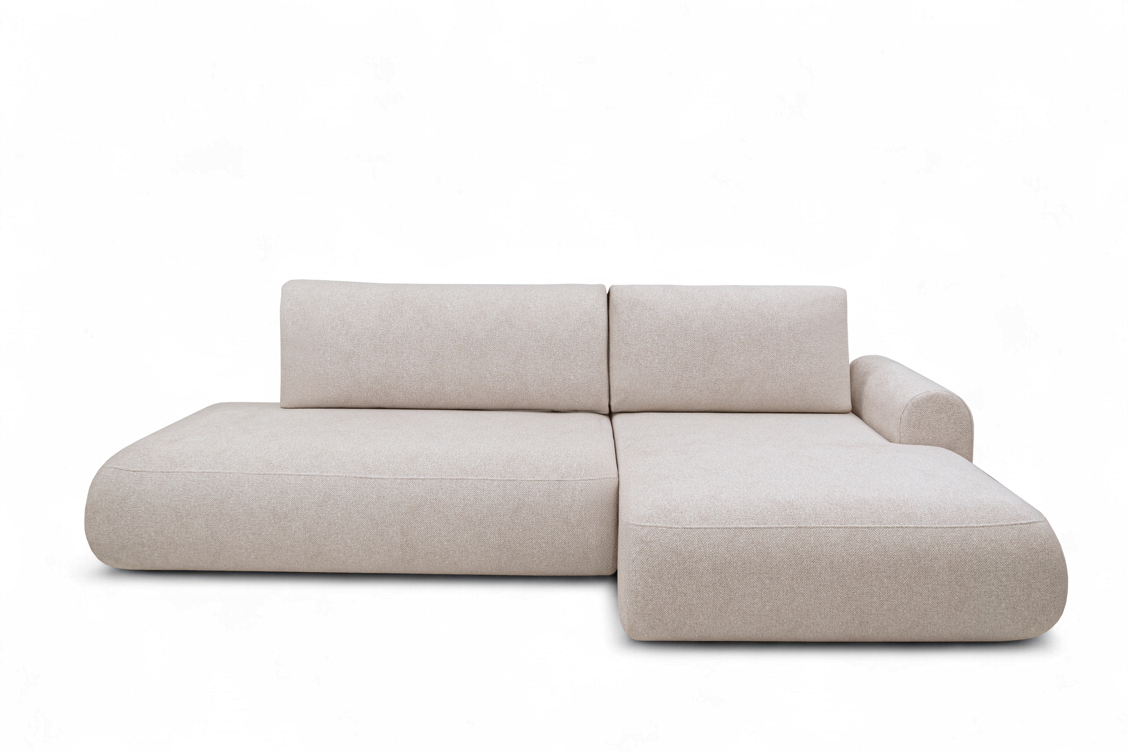 Rozkladacia rohová sedačka Lotulis L II pravá – krémová hydrofóbna pletenina Blur 01 Rohová sedacia súprava Lotulis L s funkciou spánku pravá strana - kremowa dzianina hydrofobowa Blur 01