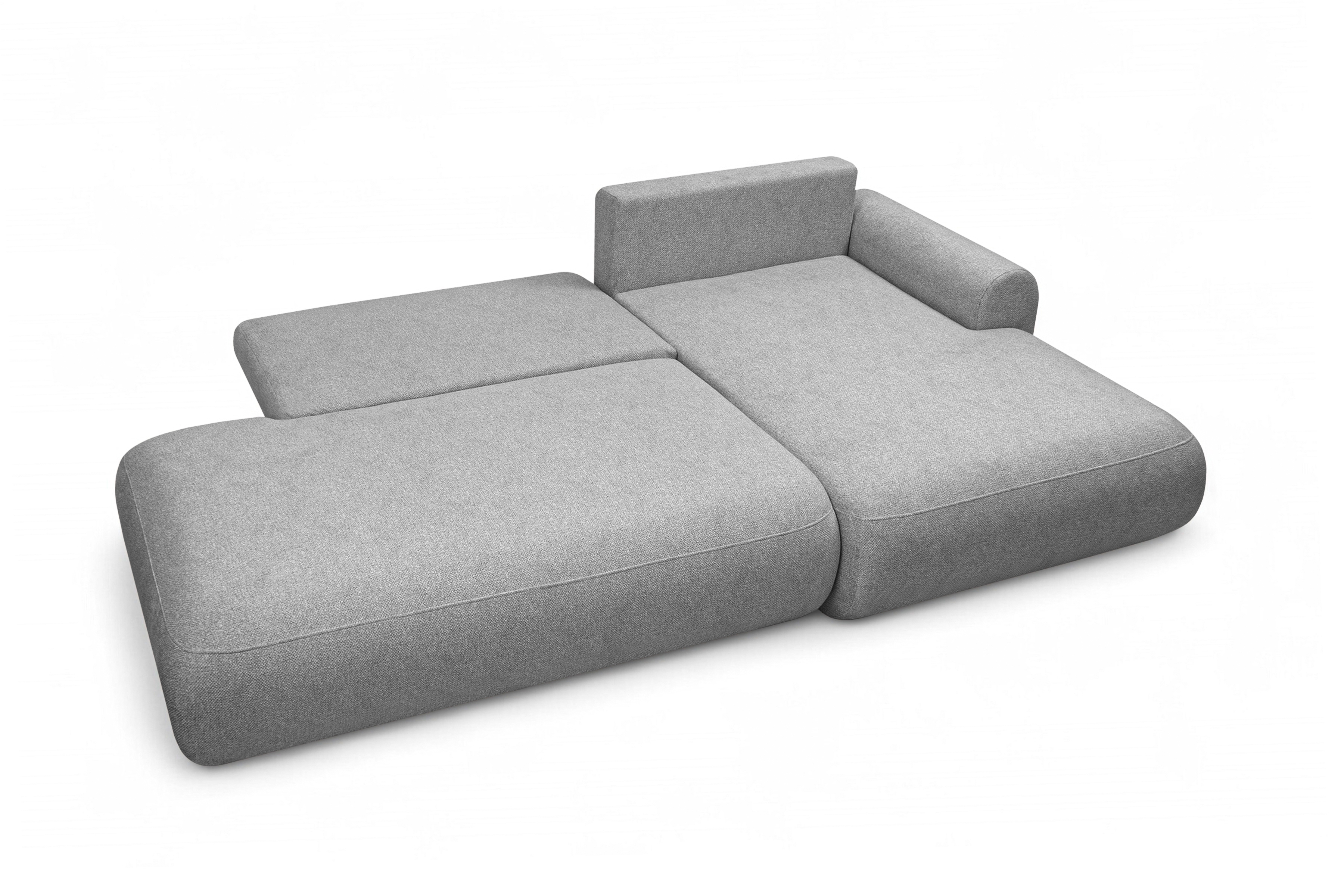 Rozkladacia rohová sedačka Lotulis L II pravá – sivá hydrofóbna pletenina Blur 18 Rohová sedacia súprava Lotulis L s funkciou spánku pravá strana - šedá dzianina hydrofobowa Blur 18