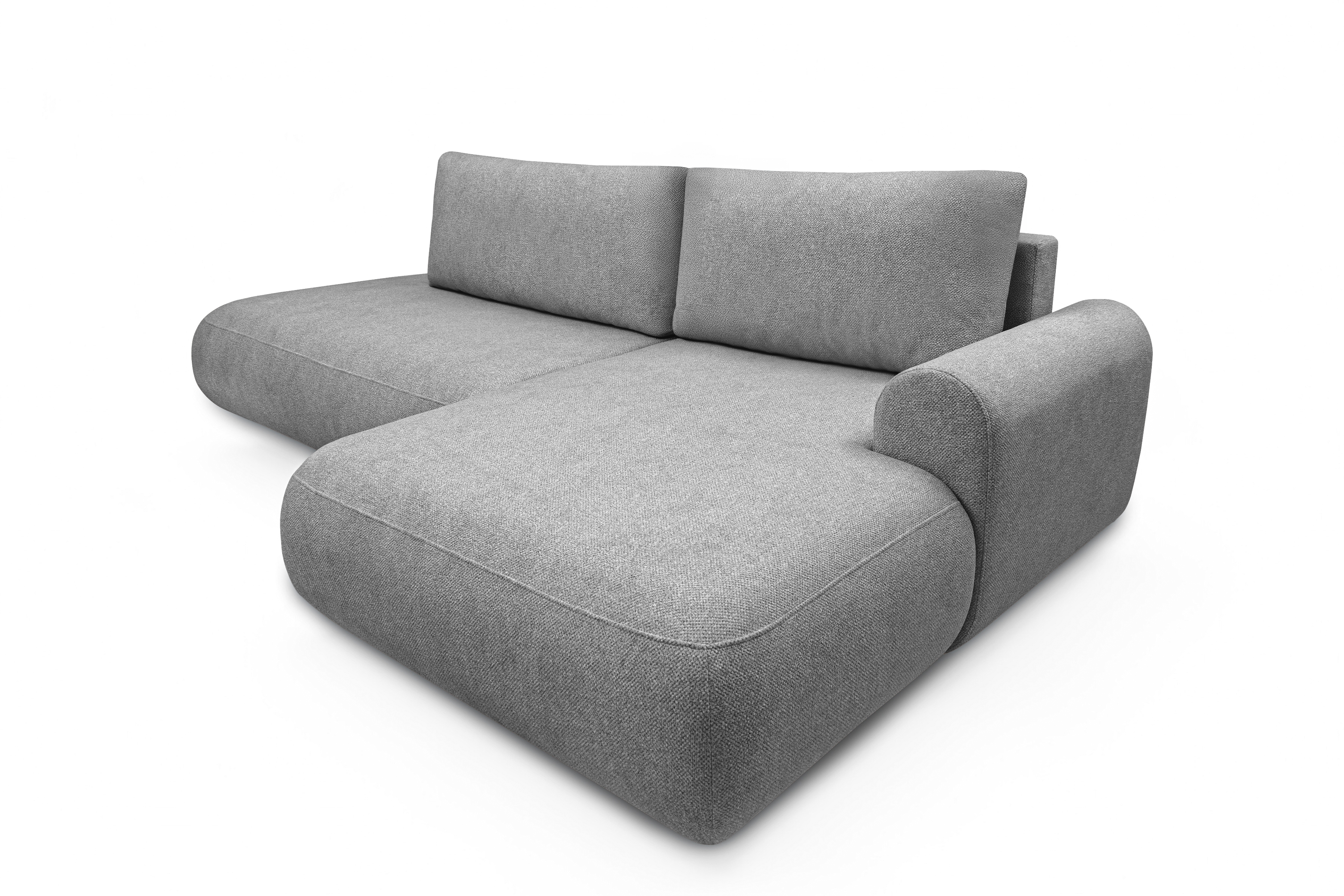 Rozkladacia rohová sedačka Lotulis L II pravá – sivá hydrofóbna pletenina Blur 18 Rohová sedacia súprava Lotulis L s funkciou spánku pravá strana - šedá dzianina hydrofobowa Blur 18