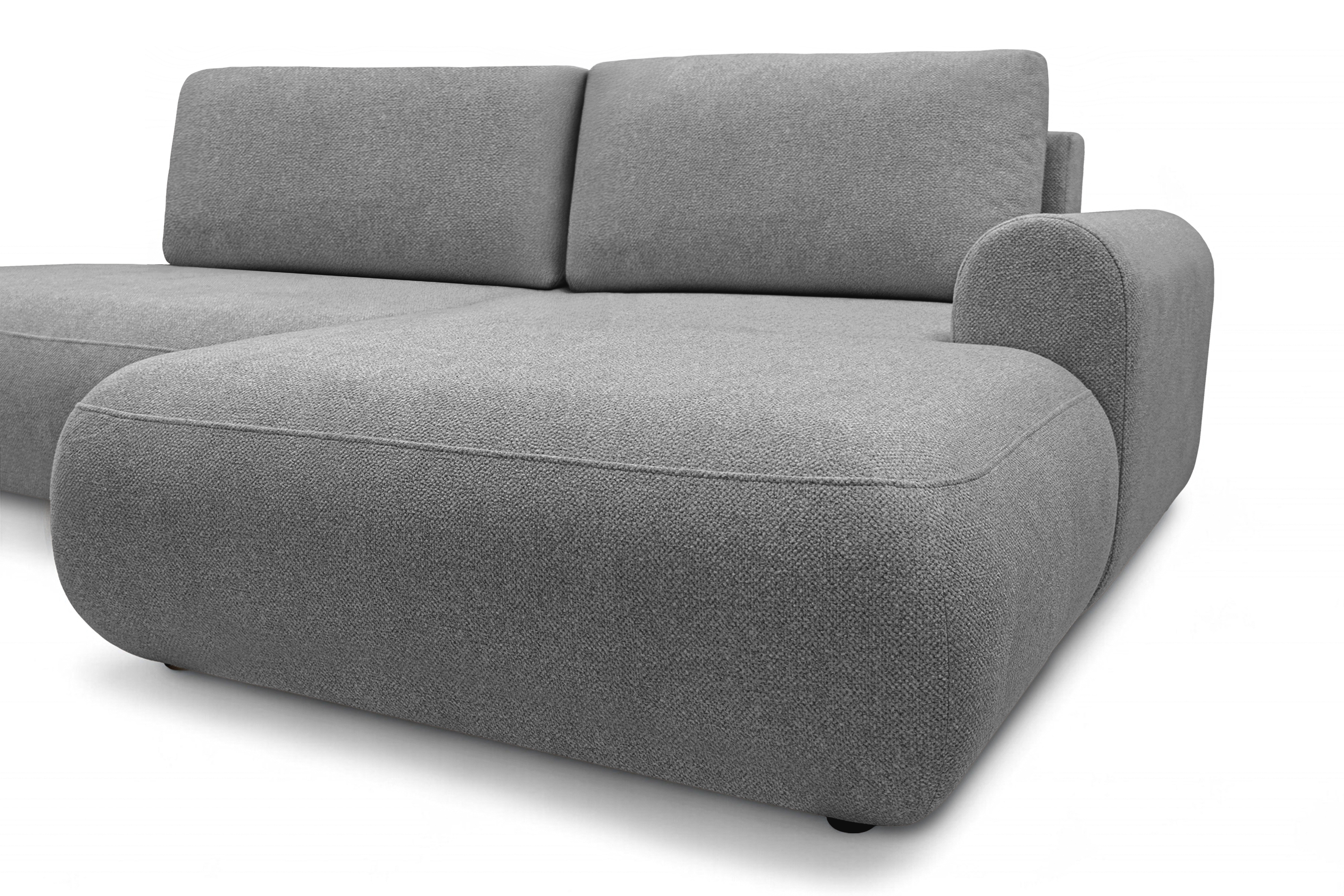 Rozkladacia rohová sedačka Lotulis L II pravá – sivá hydrofóbna pletenina Blur 18 Rohová sedacia súprava Lotulis L s funkciou spánku pravá strana - šedá dzianina hydrofobowa Blur 18