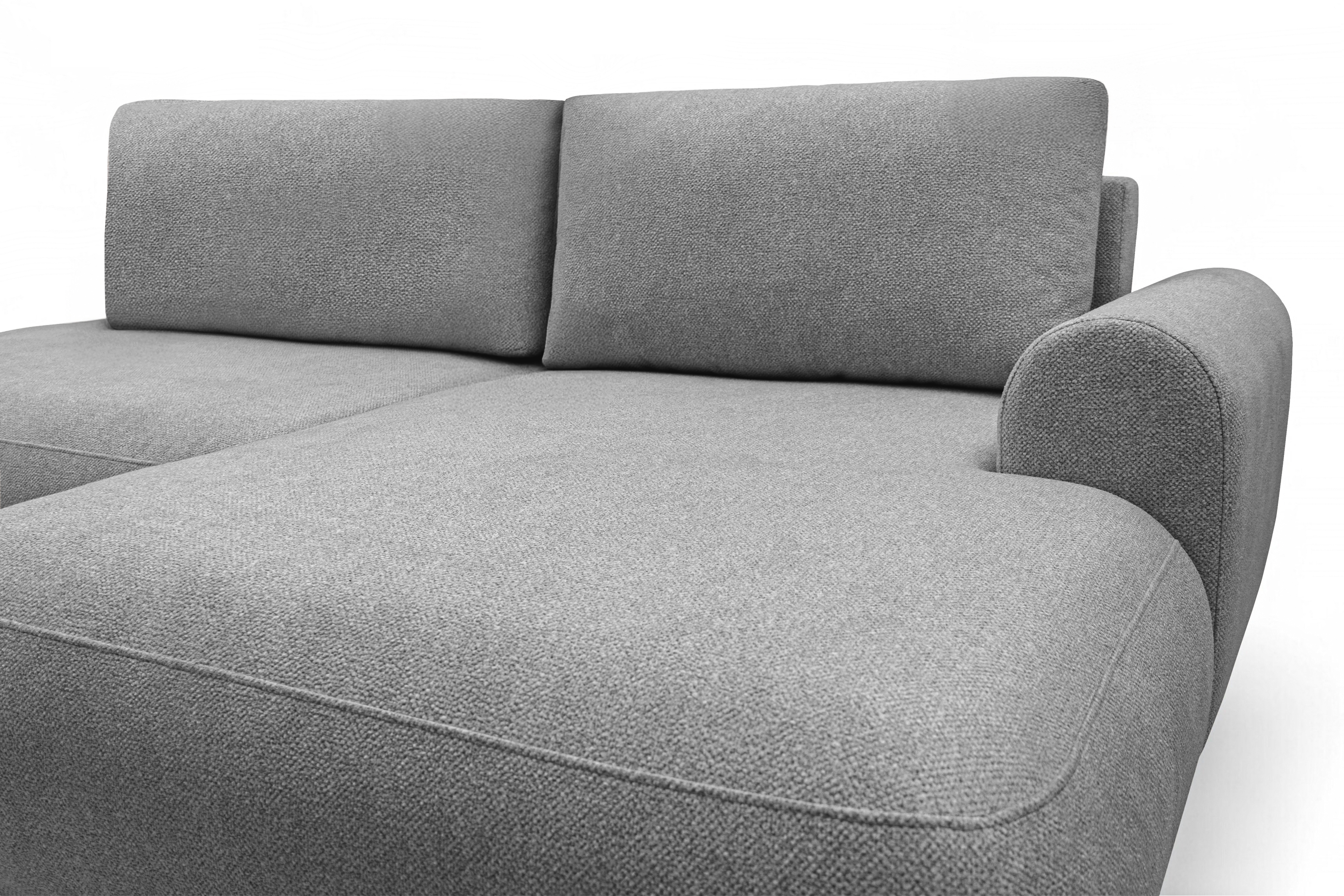 Rozkladacia rohová sedačka Lotulis L II pravá – sivá hydrofóbna pletenina Blur 18 Rohová sedacia súprava Lotulis L s funkciou spánku pravá strana - šedá dzianina hydrofobowa Blur 18