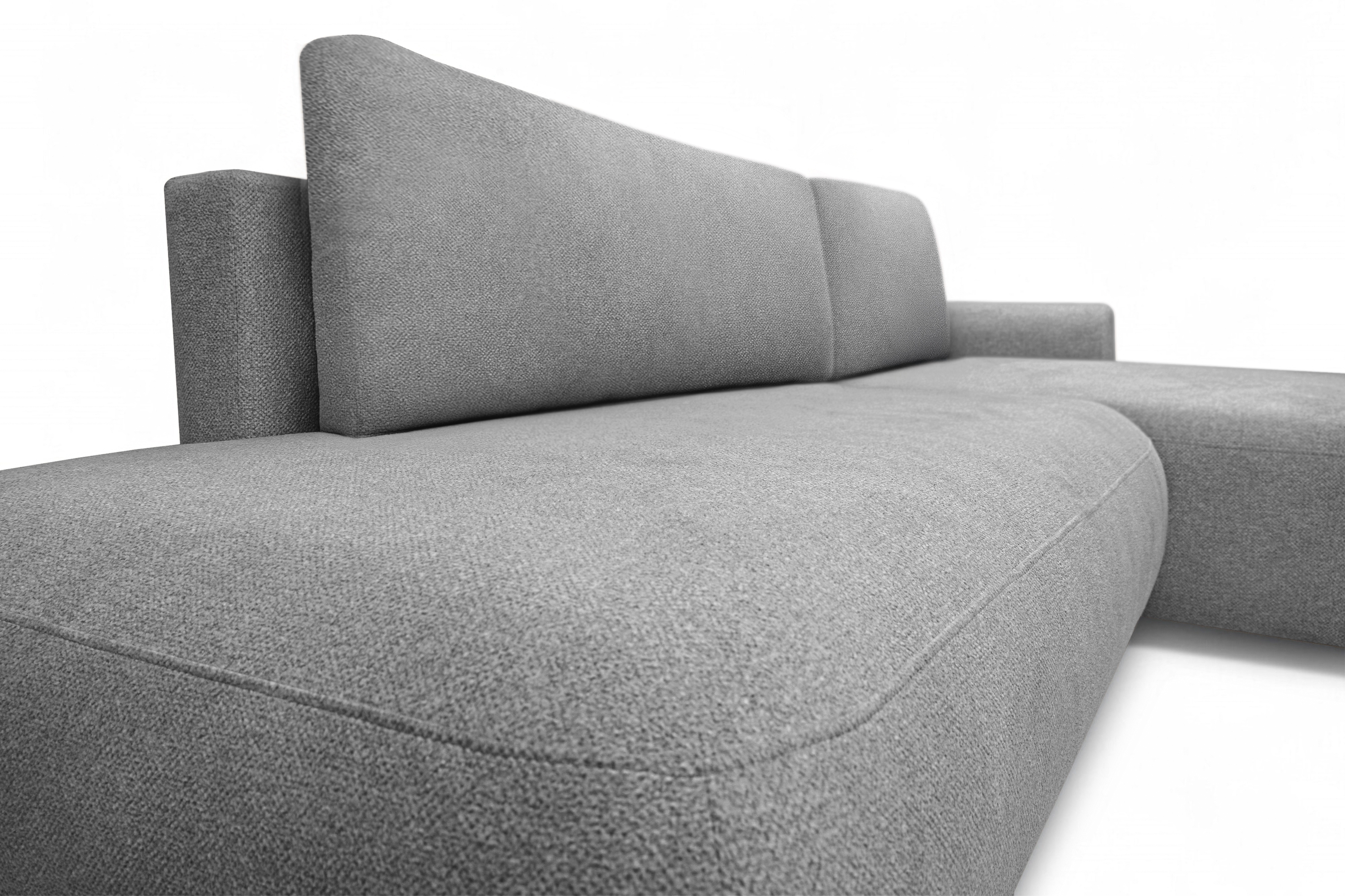 Rozkladacia rohová sedačka Lotulis L II pravá – sivá hydrofóbna pletenina Blur 18 Rohová sedacia súprava Lotulis L s funkciou spánku pravá strana - šedá dzianina hydrofobowa Blur 18