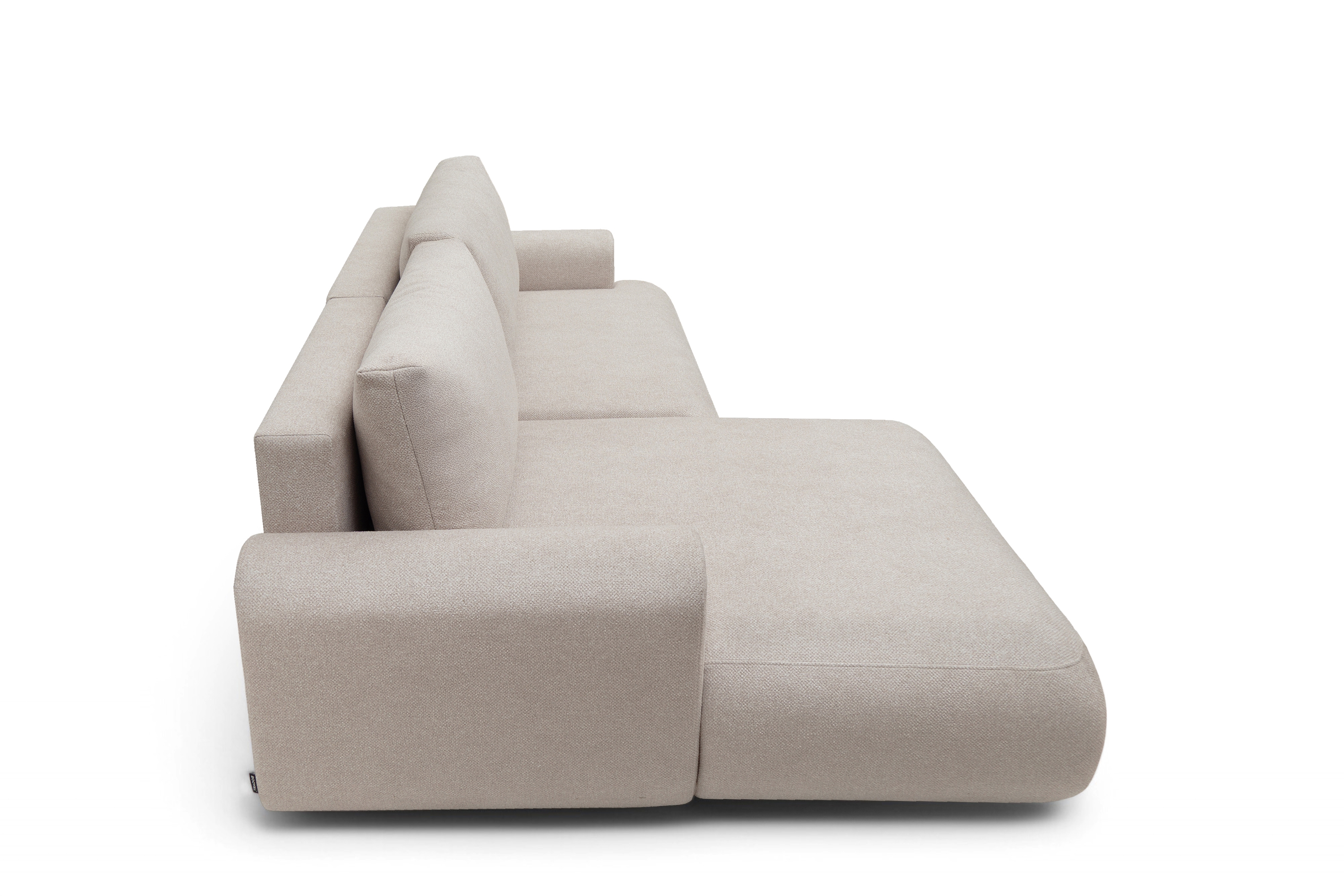 Rozkladacia rohová sedacia súprava Lotulis Mini ľavá - krémová pletenina Blur 01 Rohová sedacia súprava Lotulis Mini s funkciou spánku Ľavá strana - kremowa dzianina hydrofobowa Blur 01 