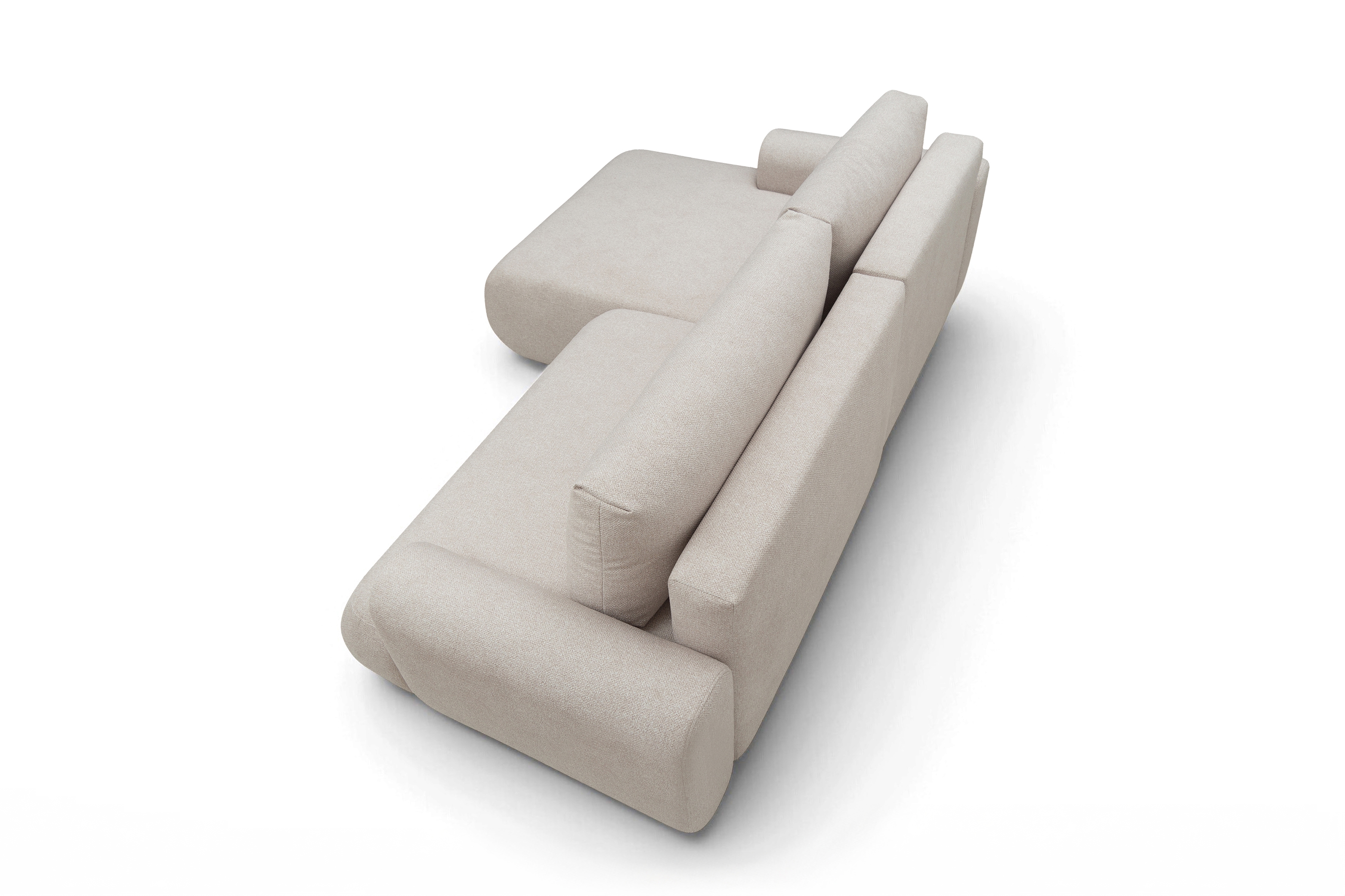 Rozkladacia rohová sedacia súprava Lotulis Mini ľavá - krémová pletenina Blur 01 Rohová sedacia súprava Lotulis Mini s funkciou spánku Ľavá strana - kremowa dzianina hydrofobowa Blur 01 