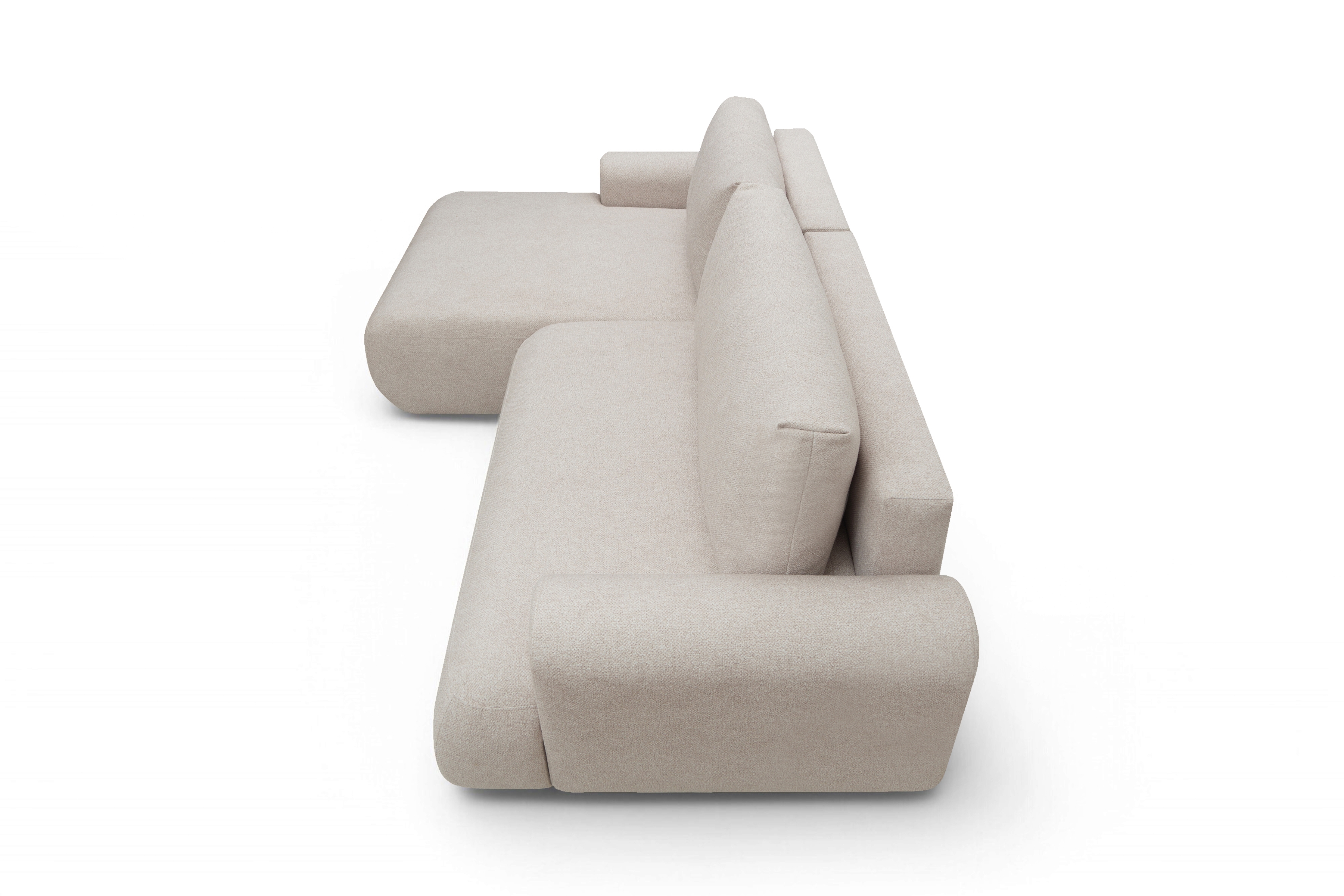 Rozkladacia rohová sedacia súprava Lotulis Mini ľavá - krémová pletenina Blur 01 Rohová sedacia súprava Lotulis Mini s funkciou spánku Ľavá strana - kremowa dzianina hydrofobowa Blur 01 