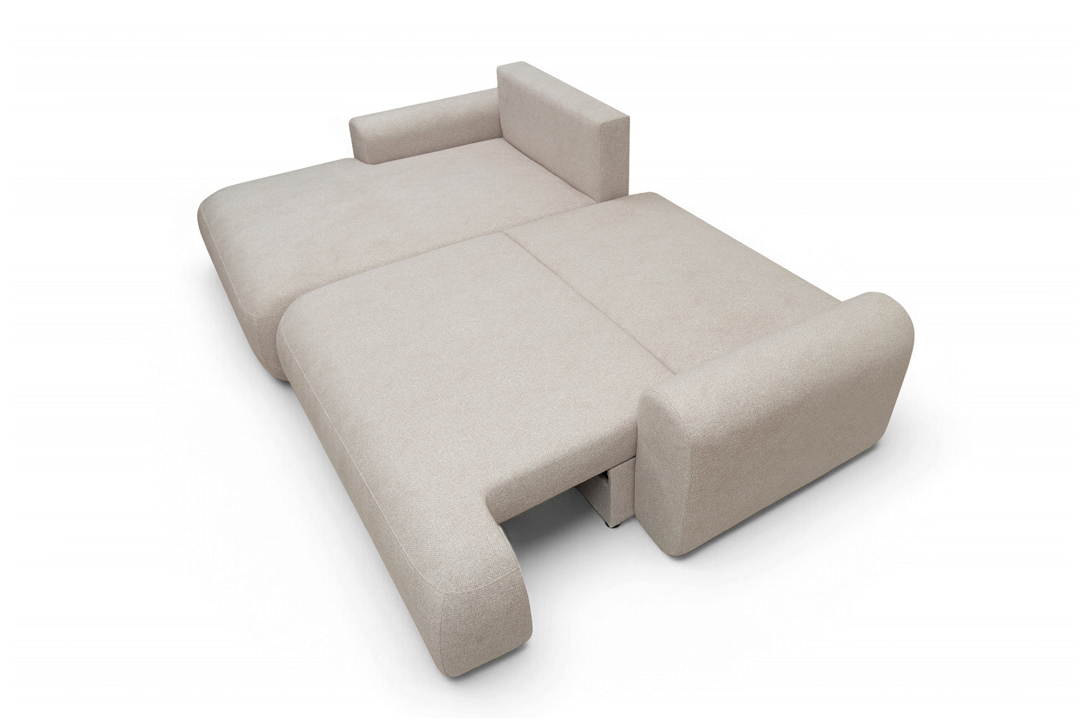 Rozkladacia rohová sedacia súprava Lotulis Mini ľavá - krémová pletenina Blur 01 Rohová sedacia súprava Lotulis Mini s funkciou spánku Ľavá strana - kremowa dzianina hydrofobowa Blur 01 