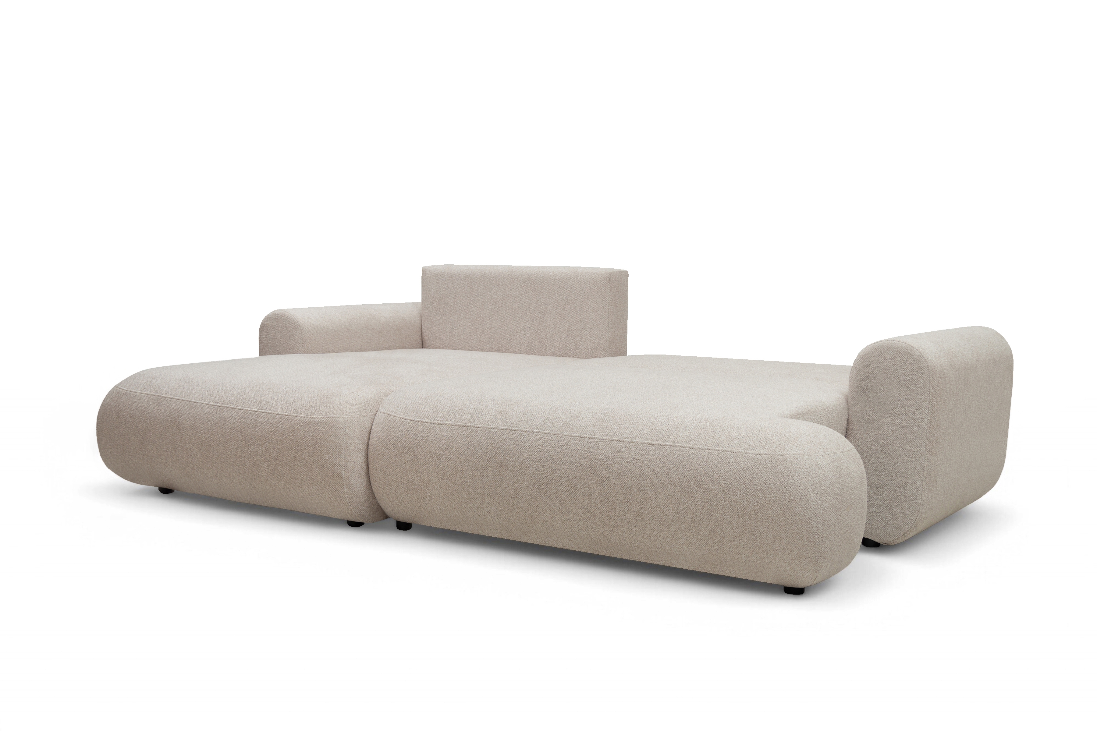 Rozkladacia rohová sedacia súprava Lotulis Mini ľavá - krémová pletenina Blur 01 Rohová sedacia súprava Lotulis Mini s funkciou spánku Ľavá strana - kremowa dzianina hydrofobowa Blur 01 