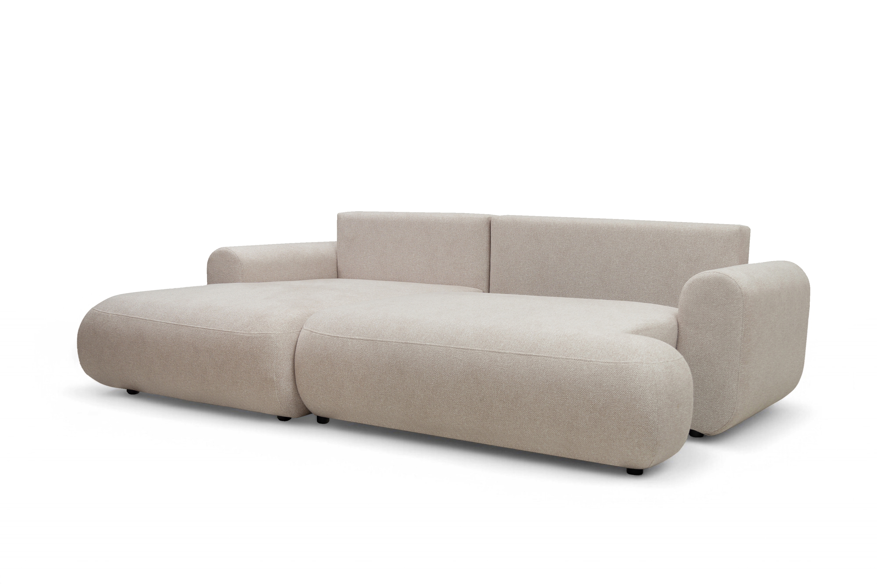 Rozkladacia rohová sedacia súprava Lotulis Mini ľavá - krémová pletenina Blur 01 Rohová sedacia súprava Lotulis Mini s funkciou spánku Ľavá strana - kremowa dzianina hydrofobowa Blur 01 