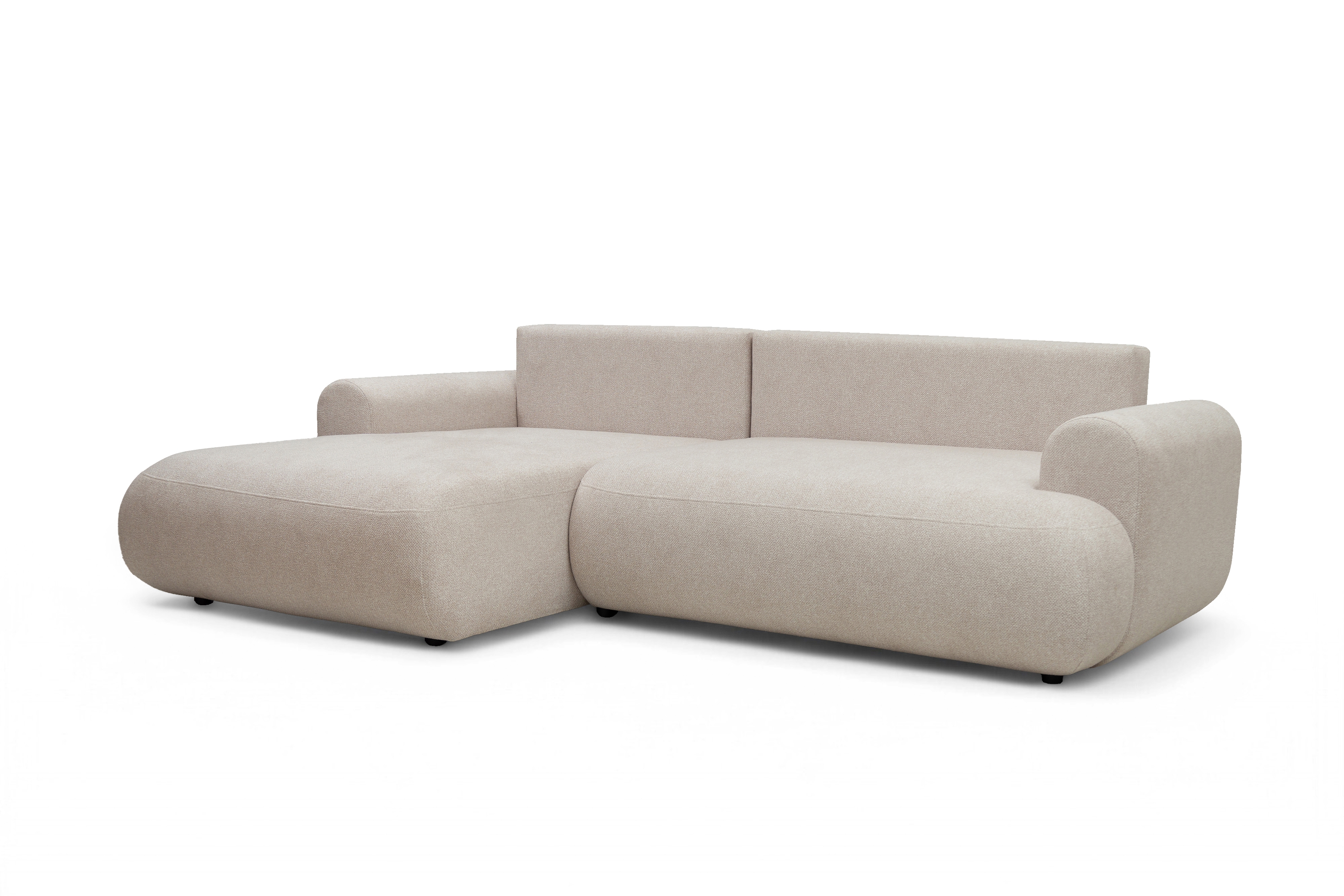 Rozkladacia rohová sedacia súprava Lotulis Mini ľavá - krémová pletenina Blur 01 Rohová sedacia súprava Lotulis Mini s funkciou spánku Ľavá strana - kremowa dzianina hydrofobowa Blur 01 