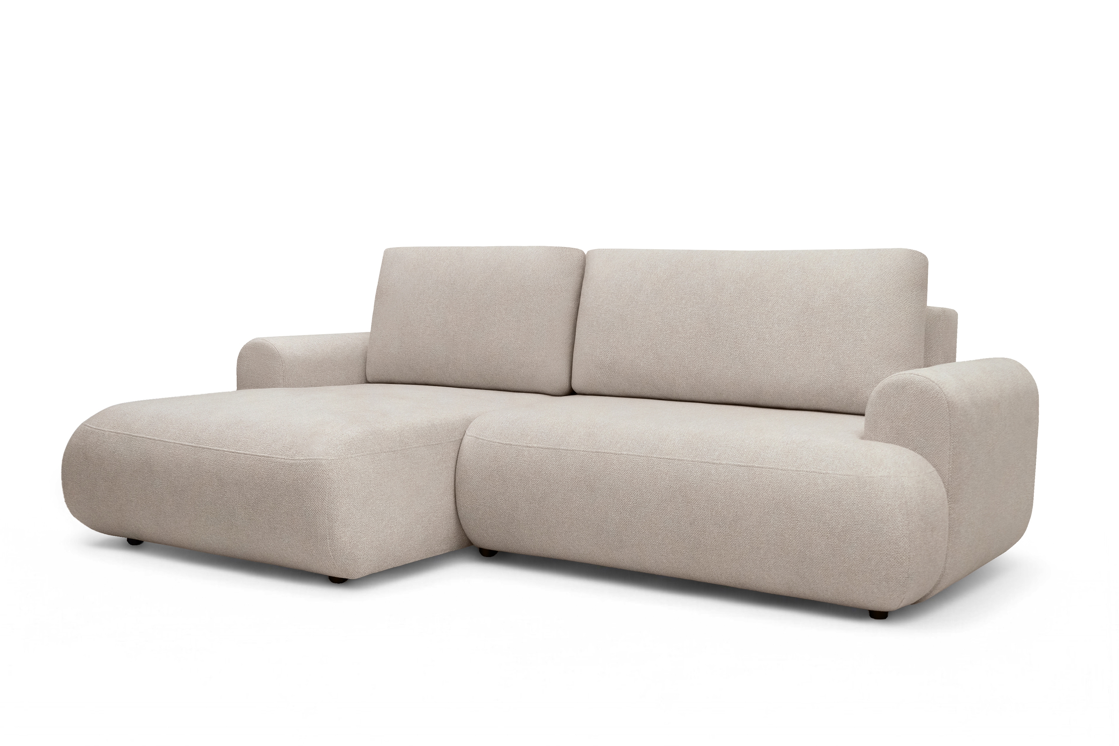 Rozkladacia rohová sedacia súprava Lotulis Mini ľavá - krémová pletenina Blur 01 Rohová sedacia súprava Lotulis Mini s funkciou spánku Ľavá strana - kremowa dzianina hydrofobowa Blur 01 