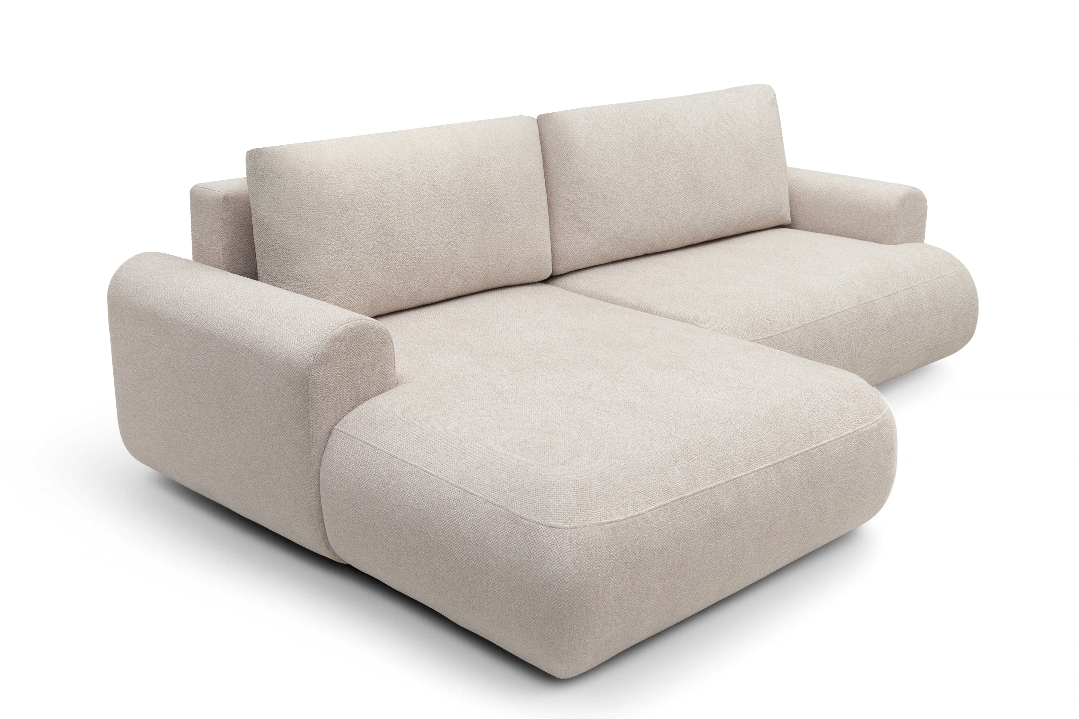 Rozkladacia rohová sedacia súprava Lotulis Mini ľavá - krémová pletenina Blur 01 Rohová sedacia súprava Lotulis Mini s funkciou spánku Ľavá strana - kremowa dzianina hydrofobowa Blur 01 