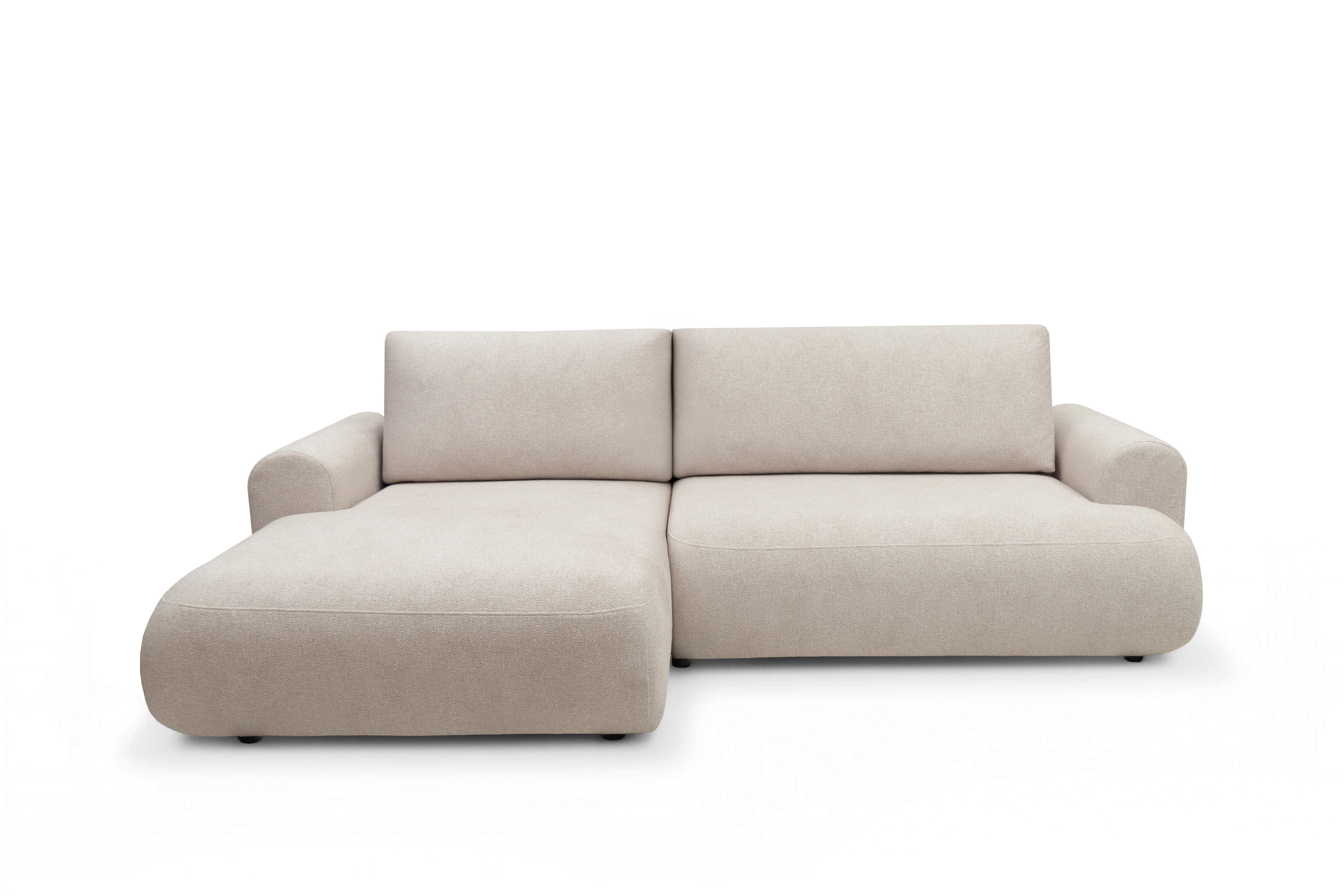 Rozkladacia rohová sedacia súprava Lotulis Mini ľavá - krémová pletenina Blur 01 Rohová sedacia súprava Lotulis Mini s funkciou spánku Ľavá strana - kremowa dzianina hydrofobowa Blur 01 