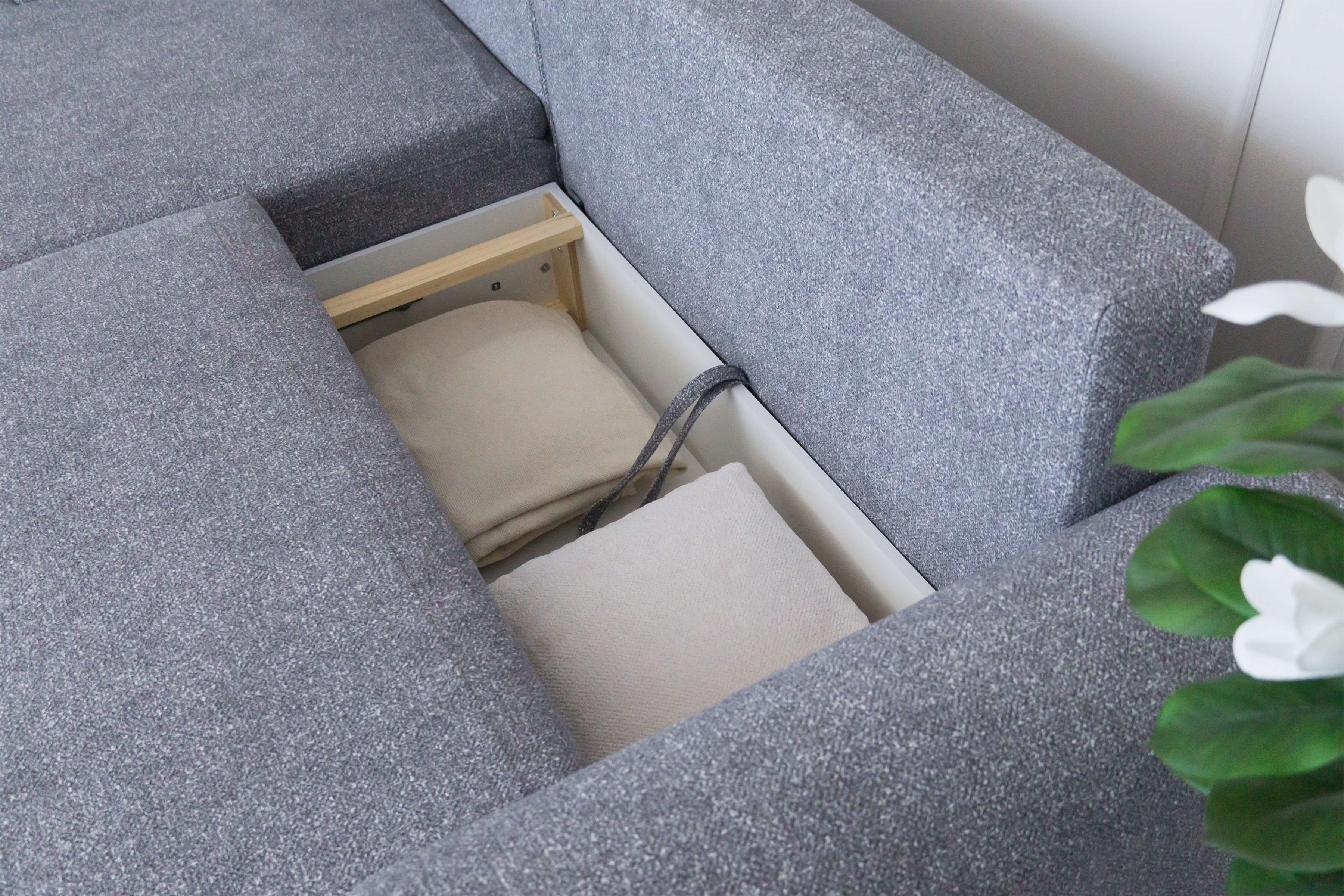 Rozkládací rohová sedací souprava Lotulis Mini levá - šedá Blur 18 Rohová sedací souprava Lotulis Mini rozkládací levá - šedá Pletenina hydrofobowa Blur 18 