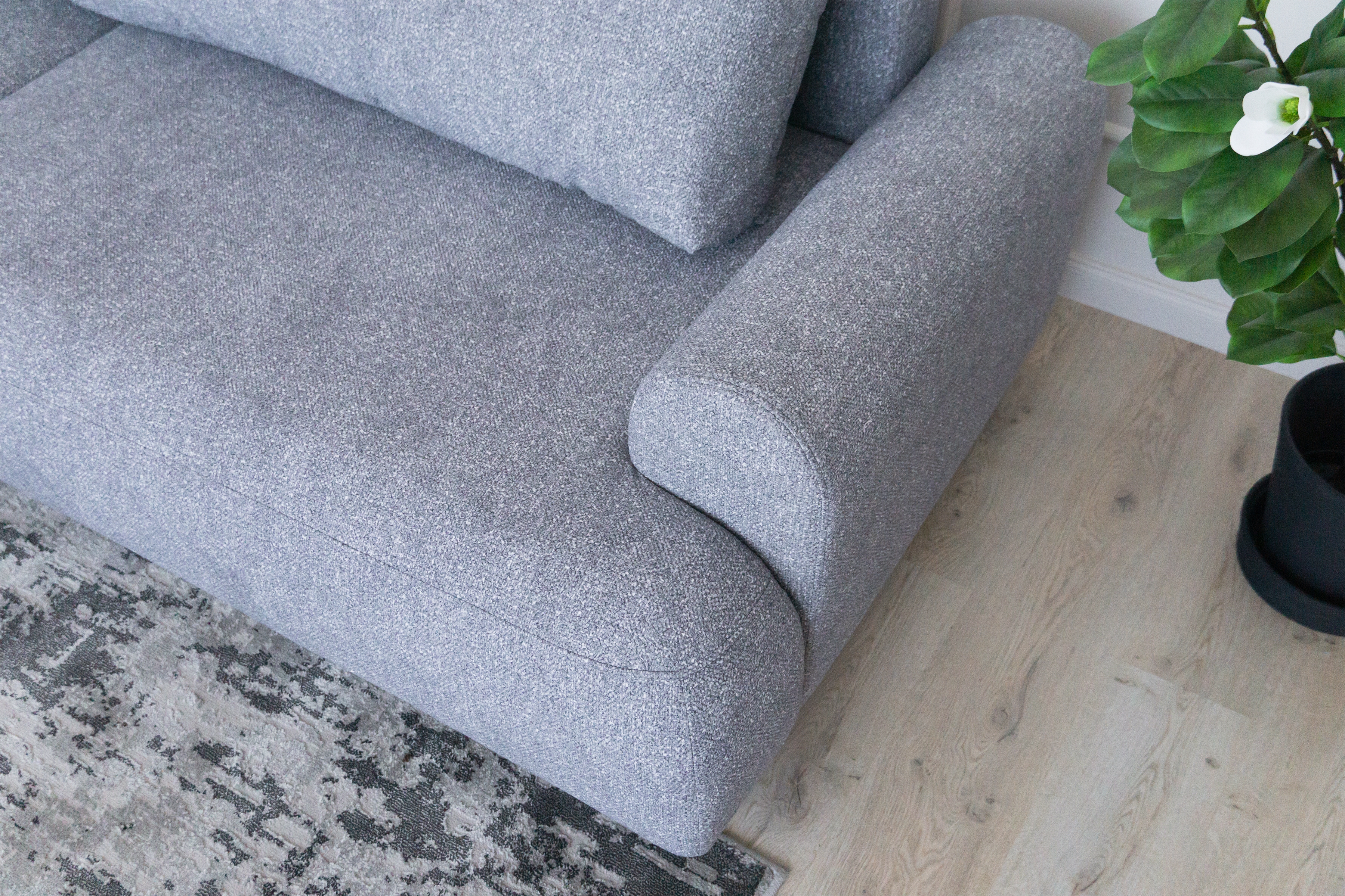 Rozkládací rohová sedací souprava Lotulis Mini levá - šedá Blur 18 Rohová sedací souprava Lotulis Mini rozkládací levá - šedá Pletenina hydrofobowa Blur 18 