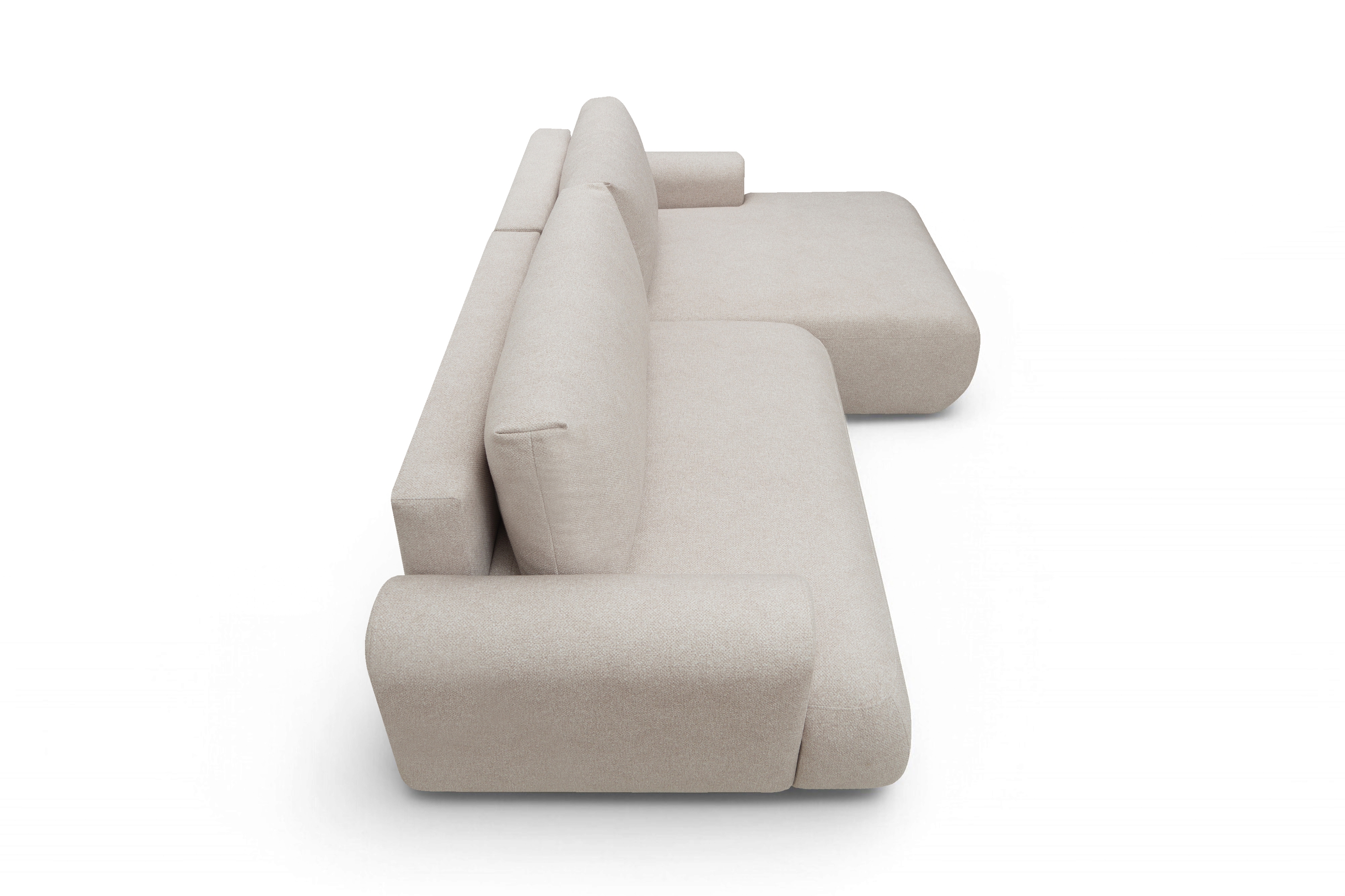 Rozkládací rohová sedací souprava Lotulis Mini pravá - krémová Blur 01 Rohová sedací souprava Lotulis Mini rozkládací pravá - kremowa Pletenina hydrofobowa Blur 01