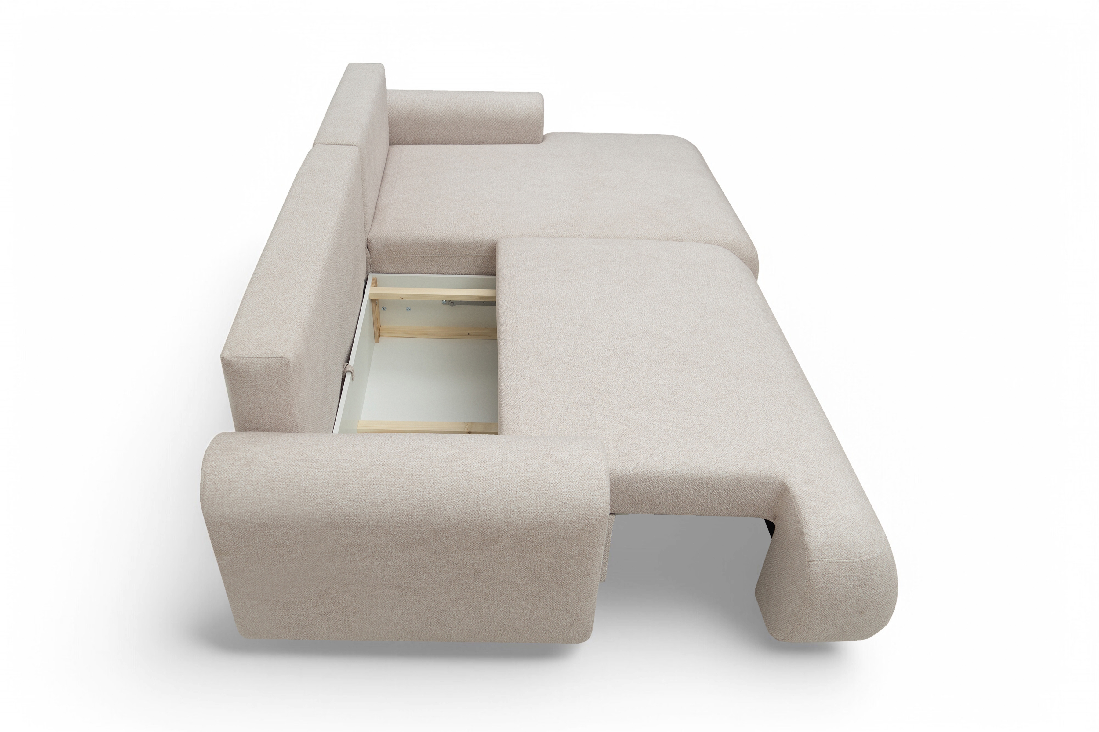 Rozkládací rohová sedací souprava Lotulis Mini pravá - krémová Blur 01 Rohová sedací souprava Lotulis Mini rozkládací pravá - kremowa Pletenina hydrofobowa Blur 01