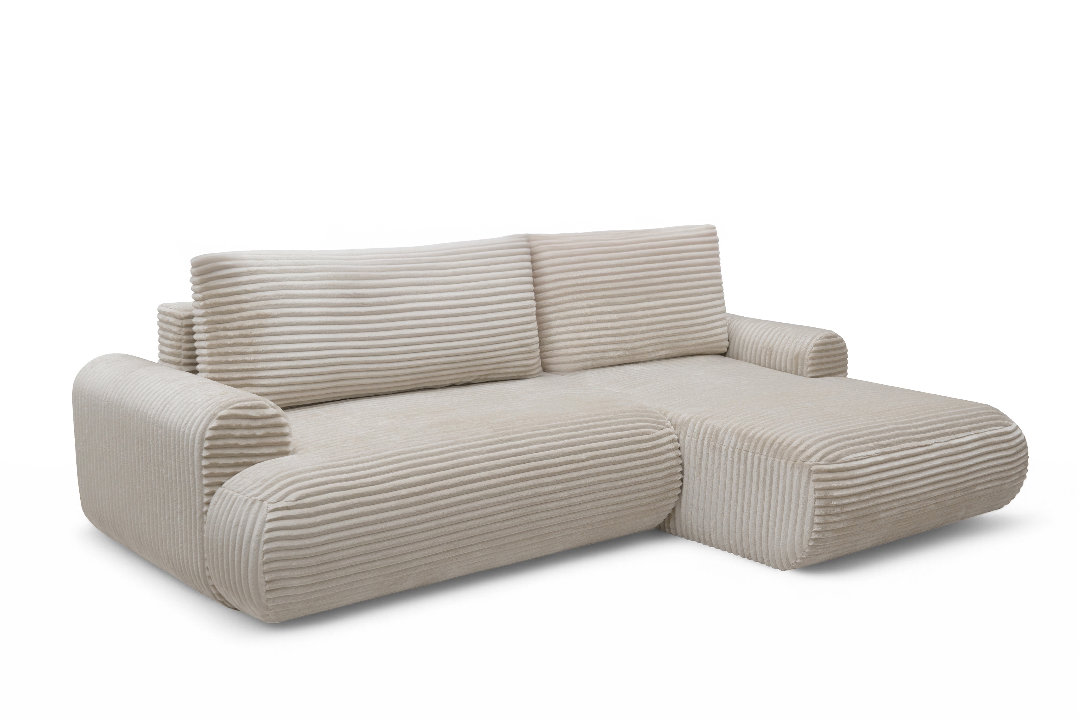 Rohová sedacia súprava Lotulis Mini pravá s rozkladom - krémový zamat Tilia 03 Rohová sedacia súprava Lotulis Mini s funkciou spánku pravá strana - Krémový plusz Tilia 03