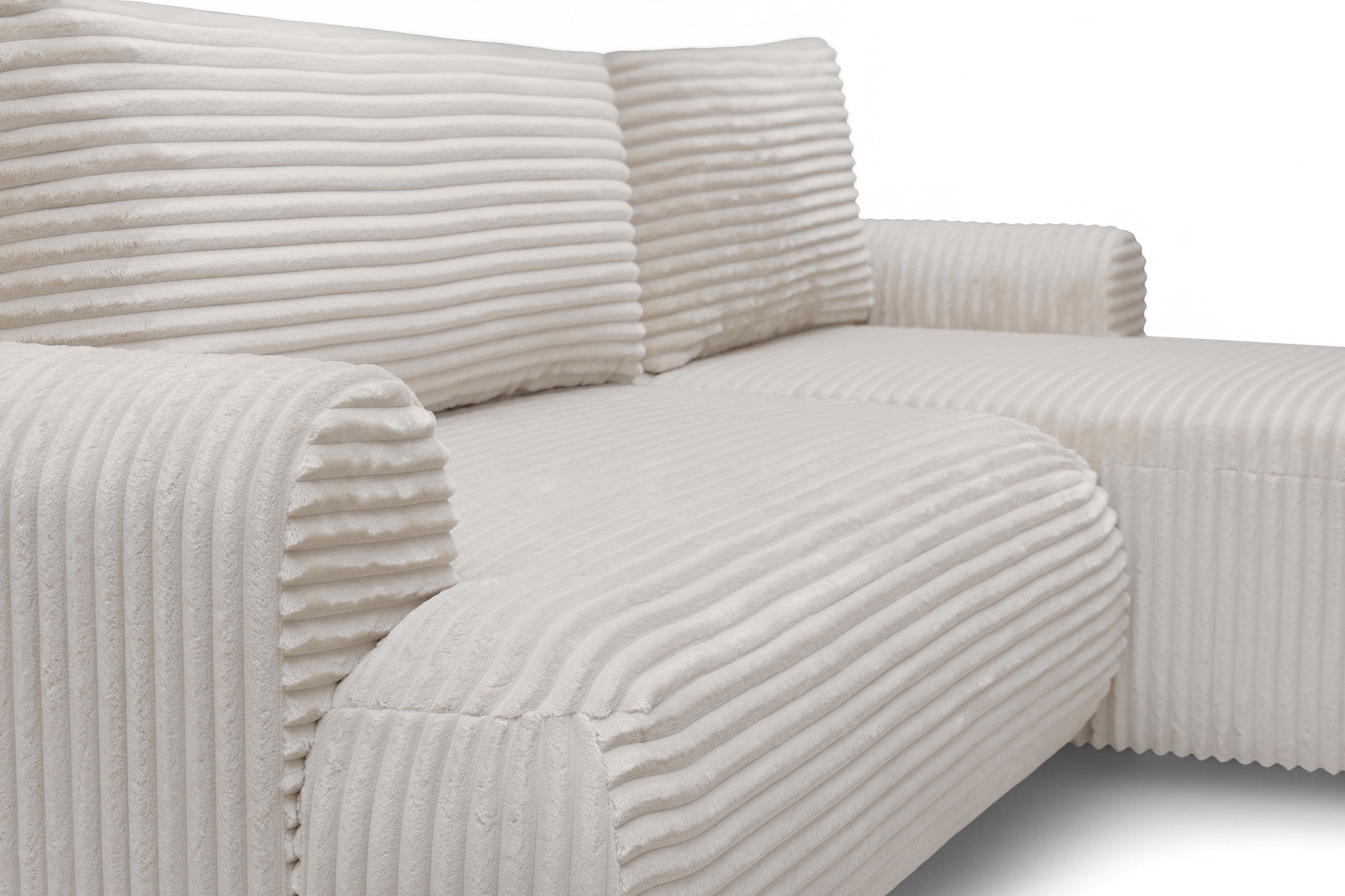 Rohová sedacia súprava Lotulis Mini pravá s rozkladom - krémový zamat Tilia 03 Rohová sedacia súprava Lotulis Mini s funkciou spánku pravá strana - Krémový plusz Tilia 03