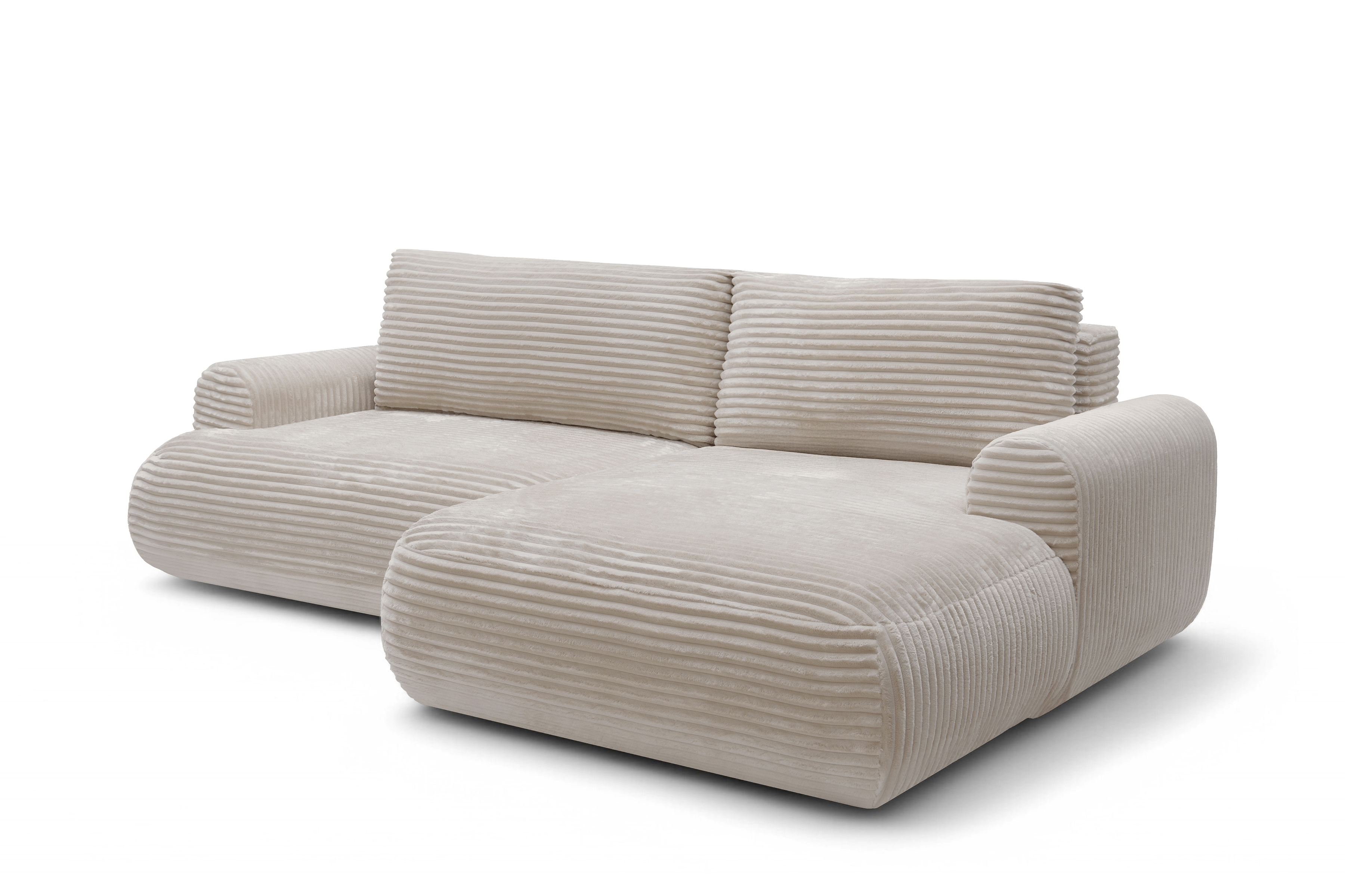 Rohová sedacia súprava Lotulis Mini pravá s rozkladom - krémový zamat Tilia 03 Rohová sedacia súprava Lotulis Mini s funkciou spánku pravá strana - Krémový plusz Tilia 03