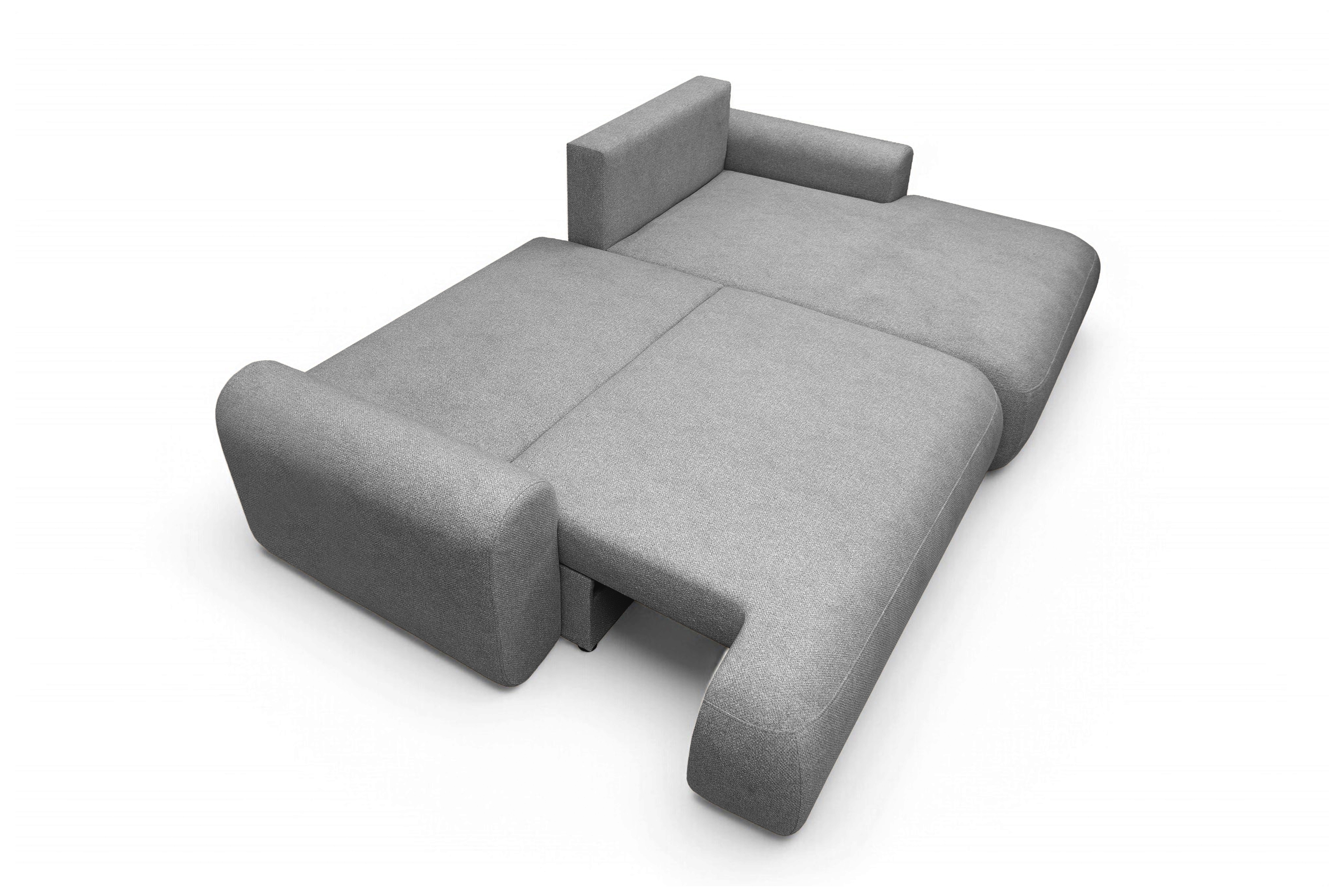 Rozkládací rohová sedací souprava Lotulis Mini pravá - šedá Blur 18 Rohová sedací souprava Lotulis Mini rozkládací pravá - šedá Pletenina hydrofobowa Blur 18