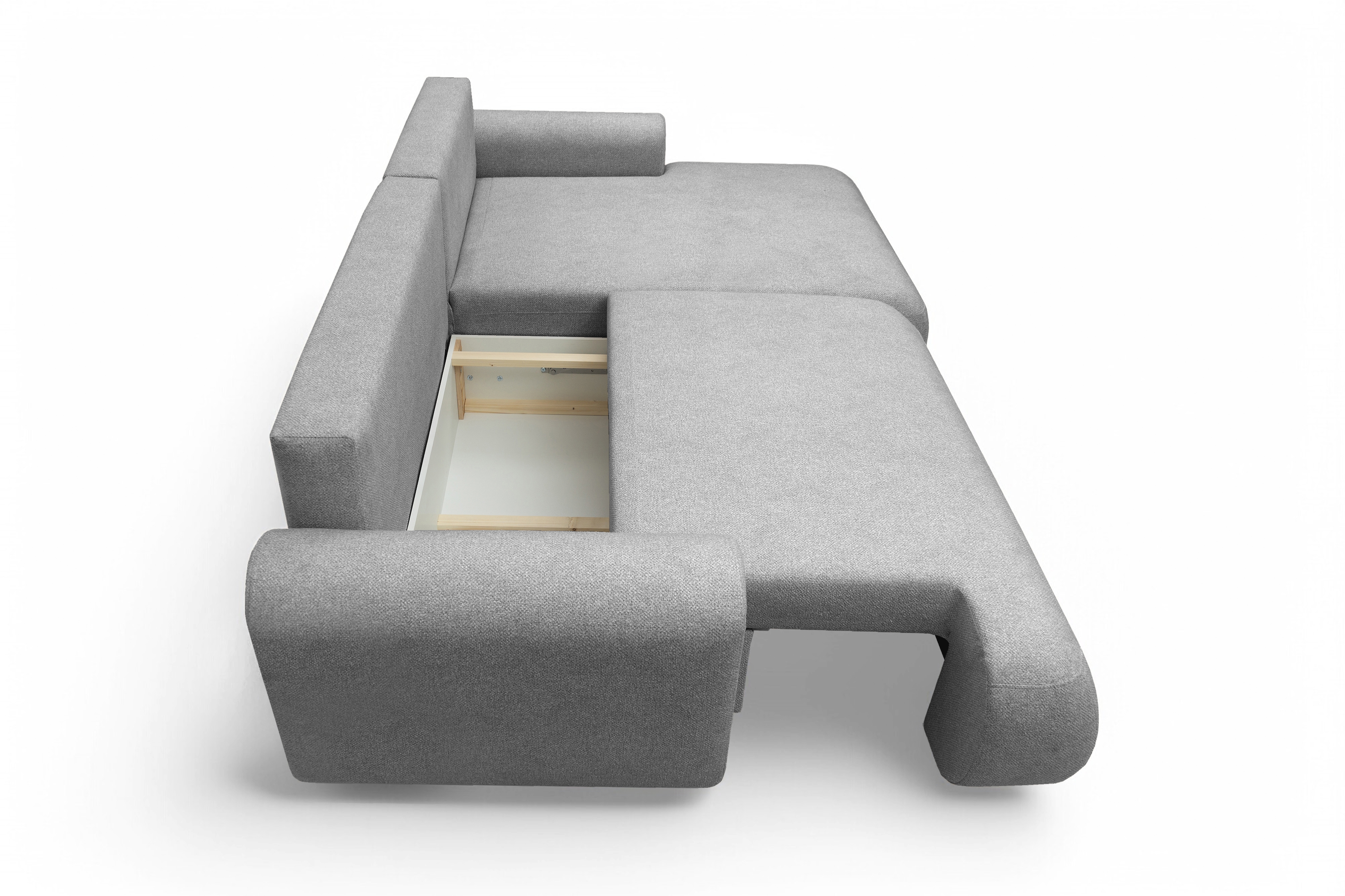 Rozkládací rohová sedací souprava Lotulis Mini pravá - šedá Blur 18 Rohová sedací souprava Lotulis Mini rozkládací pravá - šedá Pletenina hydrofobowa Blur 18