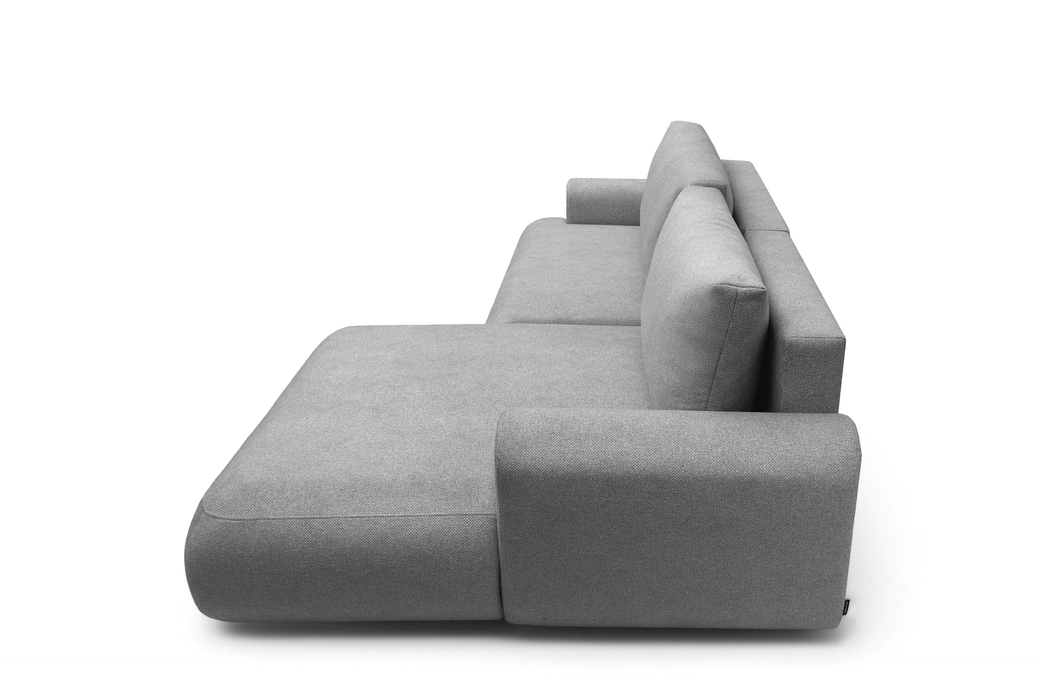 Rozkládací rohová sedací souprava Lotulis Mini pravá - šedá Blur 18 Rohová sedací souprava Lotulis Mini rozkládací pravá - šedá Pletenina hydrofobowa Blur 18