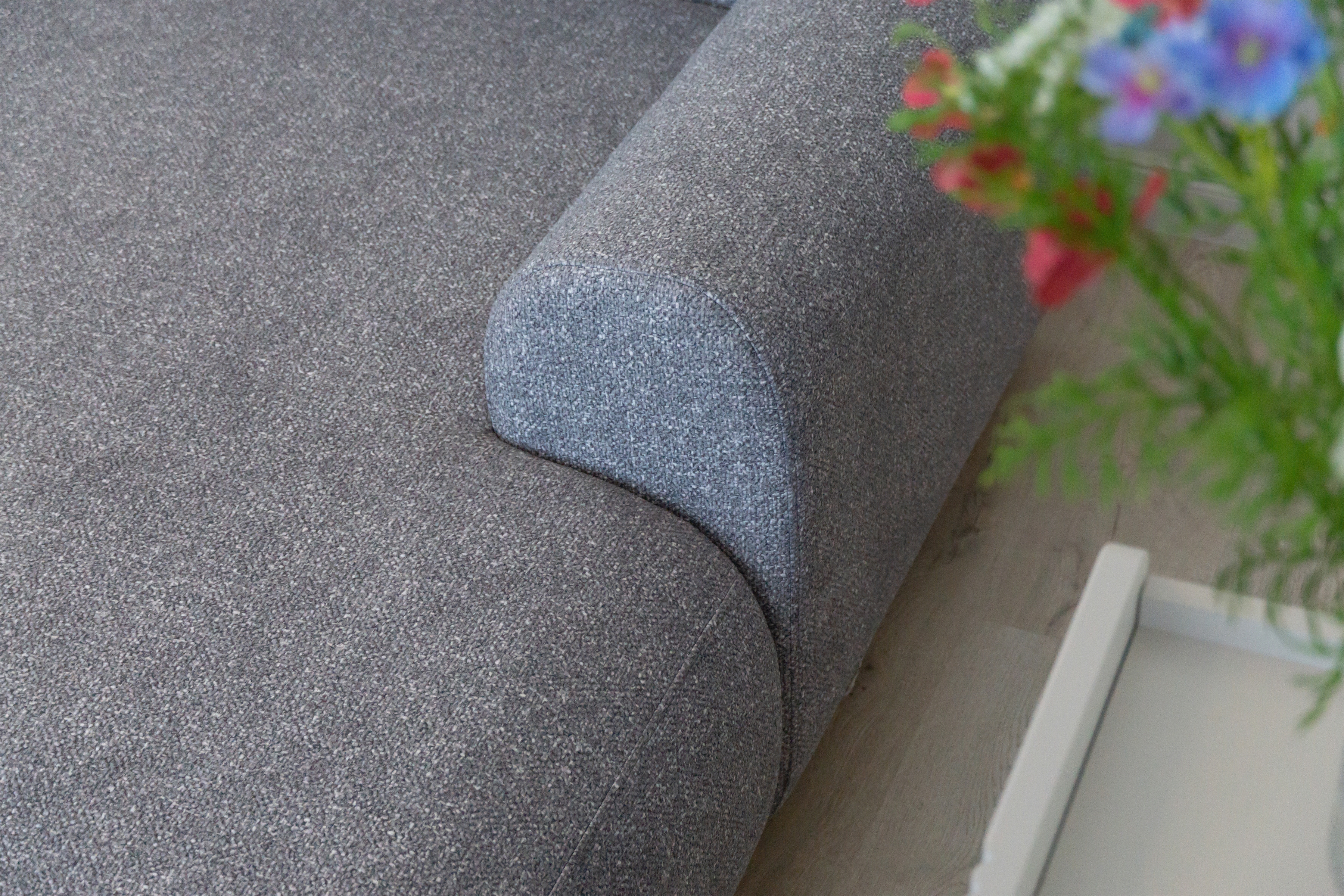 Rozkládací rohová sedací souprava Lotulis Mini pravá - šedá Blur 18 Rohová sedací souprava Lotulis Mini rozkládací pravá - šedá Pletenina hydrofobowa Blur 18