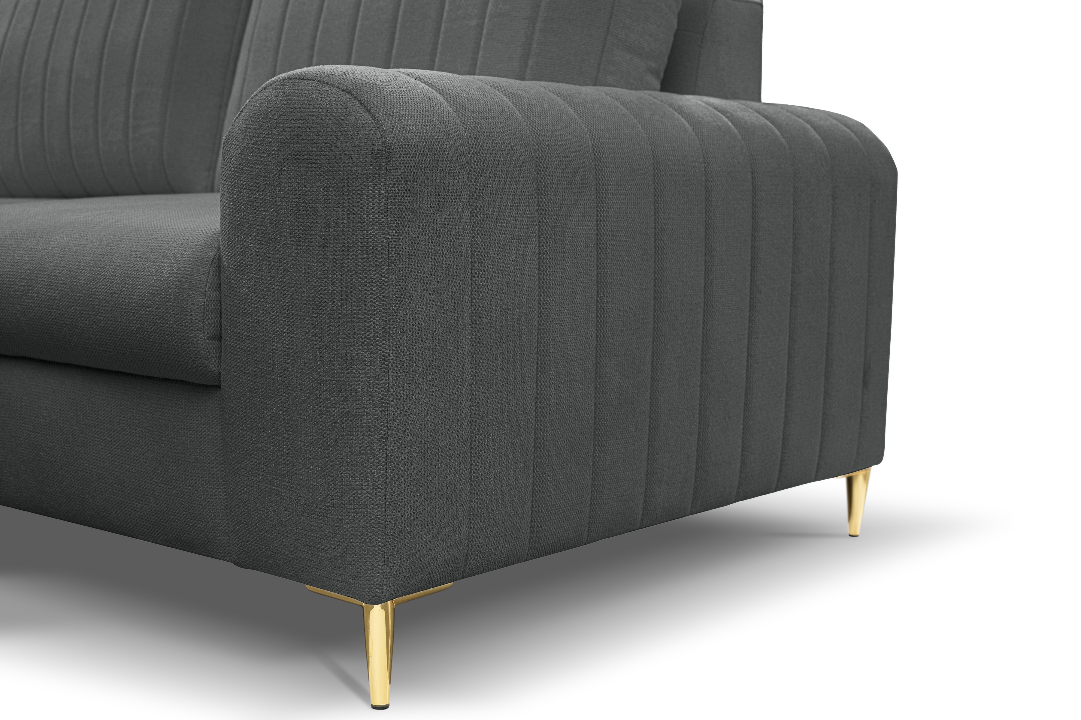 Rozkládací rohová sedací souprava Lumer levá - grafitová látka Loft 24 Rohová sedací souprava Lumer s funkcí spaní Strana levá - grafitová plecionka Loft 24