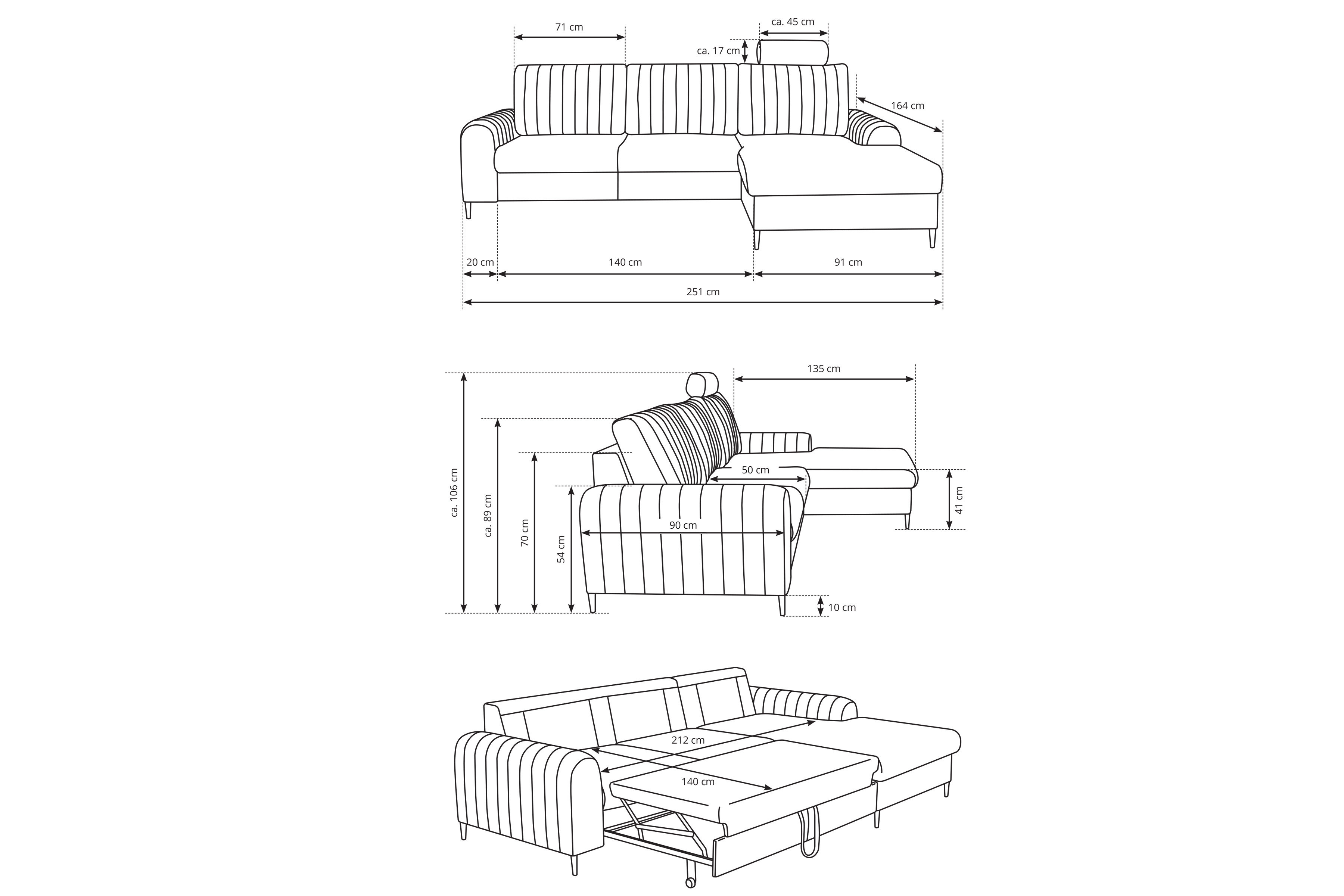 Rozkládací rohová sedací souprava Lumer levá - grafitová látka Loft 24 Rohová sedací souprava Lumer rozkládací levá - grafitová plecionka Loft 24