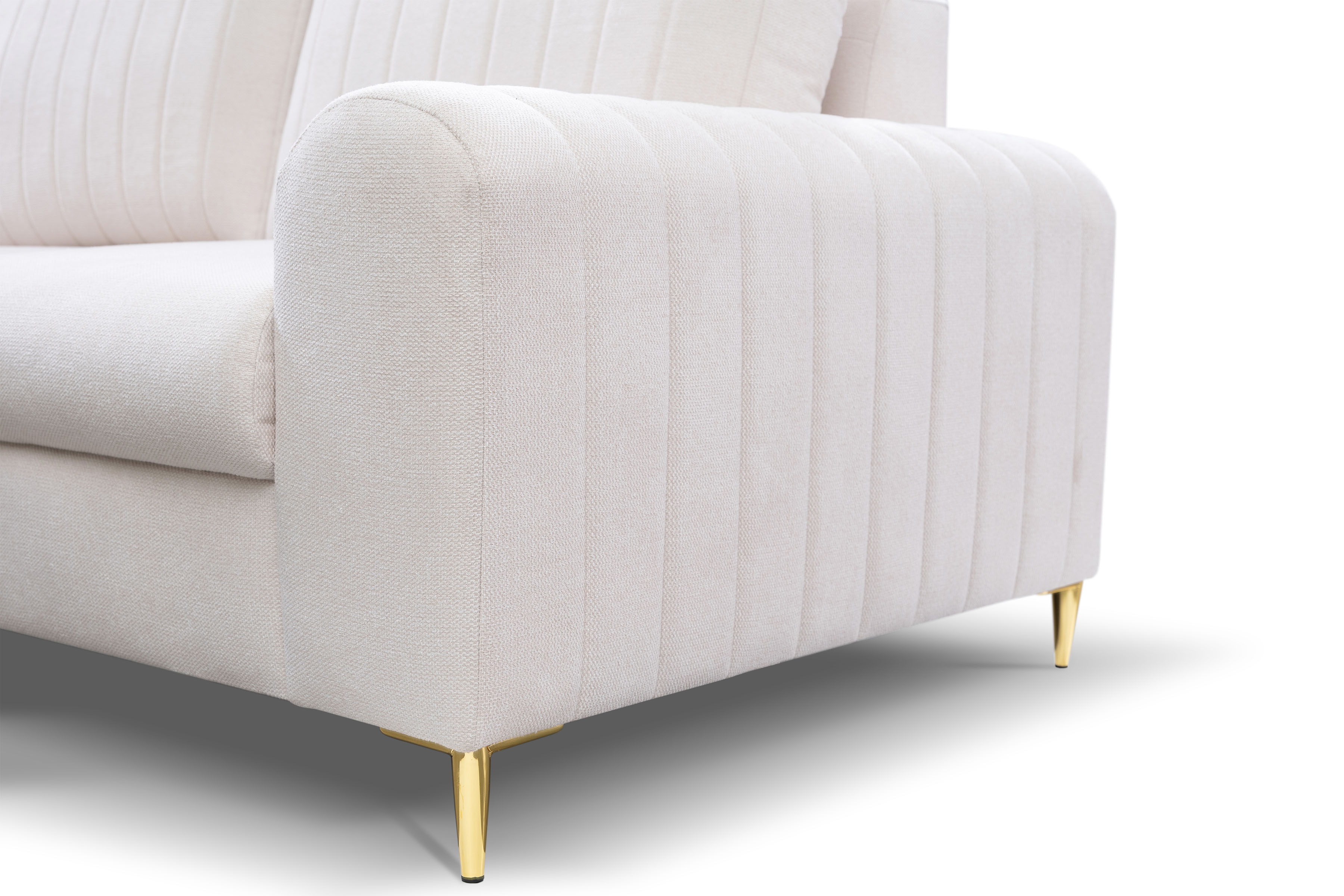 Rozkládací rohová sedací souprava Lumer levá - krémová látka Loft 1 Rohová sedací souprava Lumer s funkcí spaní Strana levá - kremowa plecionka Loft 1