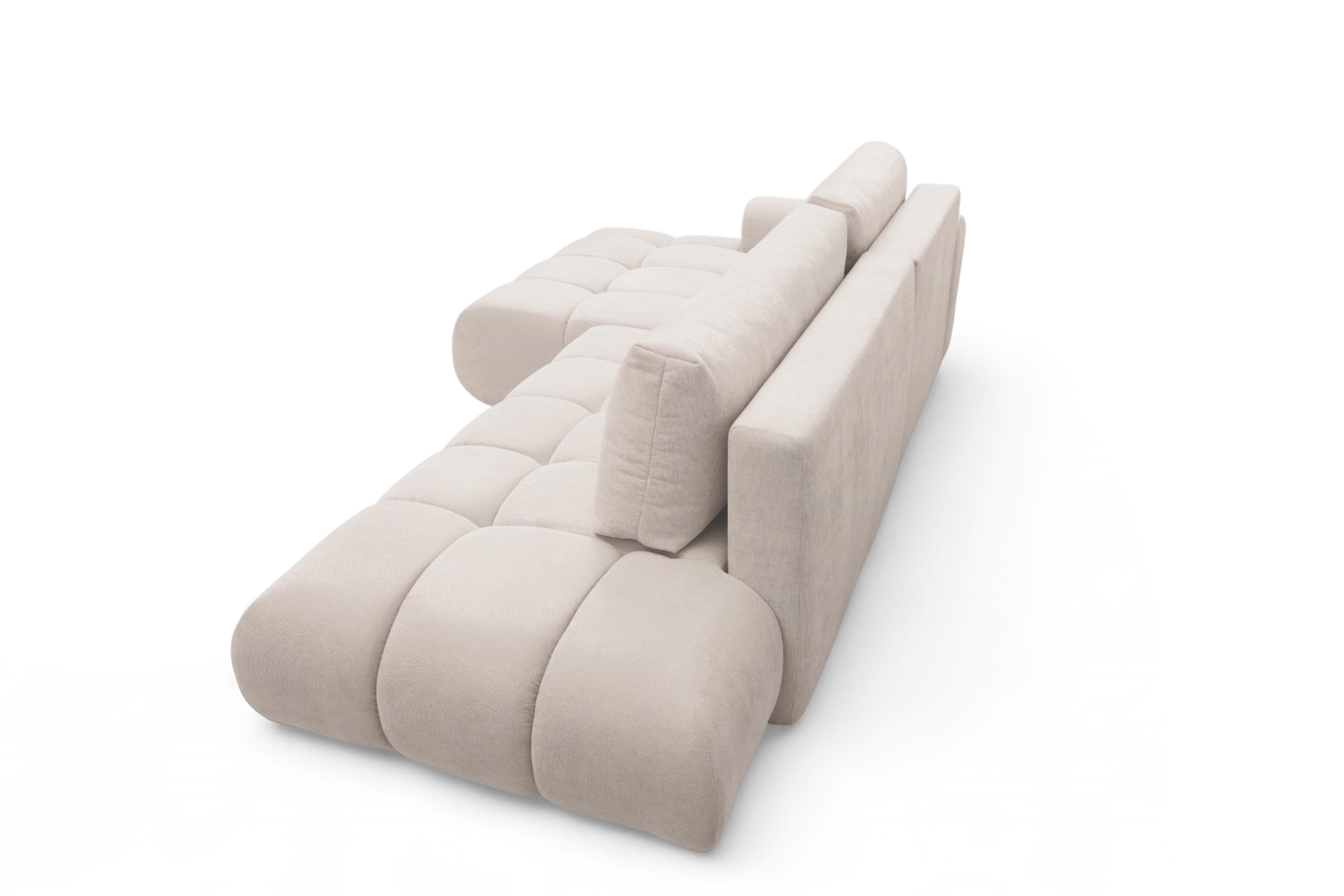 Rohová rozkládací pohovka Lutario L II levá s funkcí spánku - béžová hydrofobní tkanina Venice 2026 Rohová sedací souprava Lutario L II rozkládací levá - béžová plecionka hydrofobowa Venice 2026