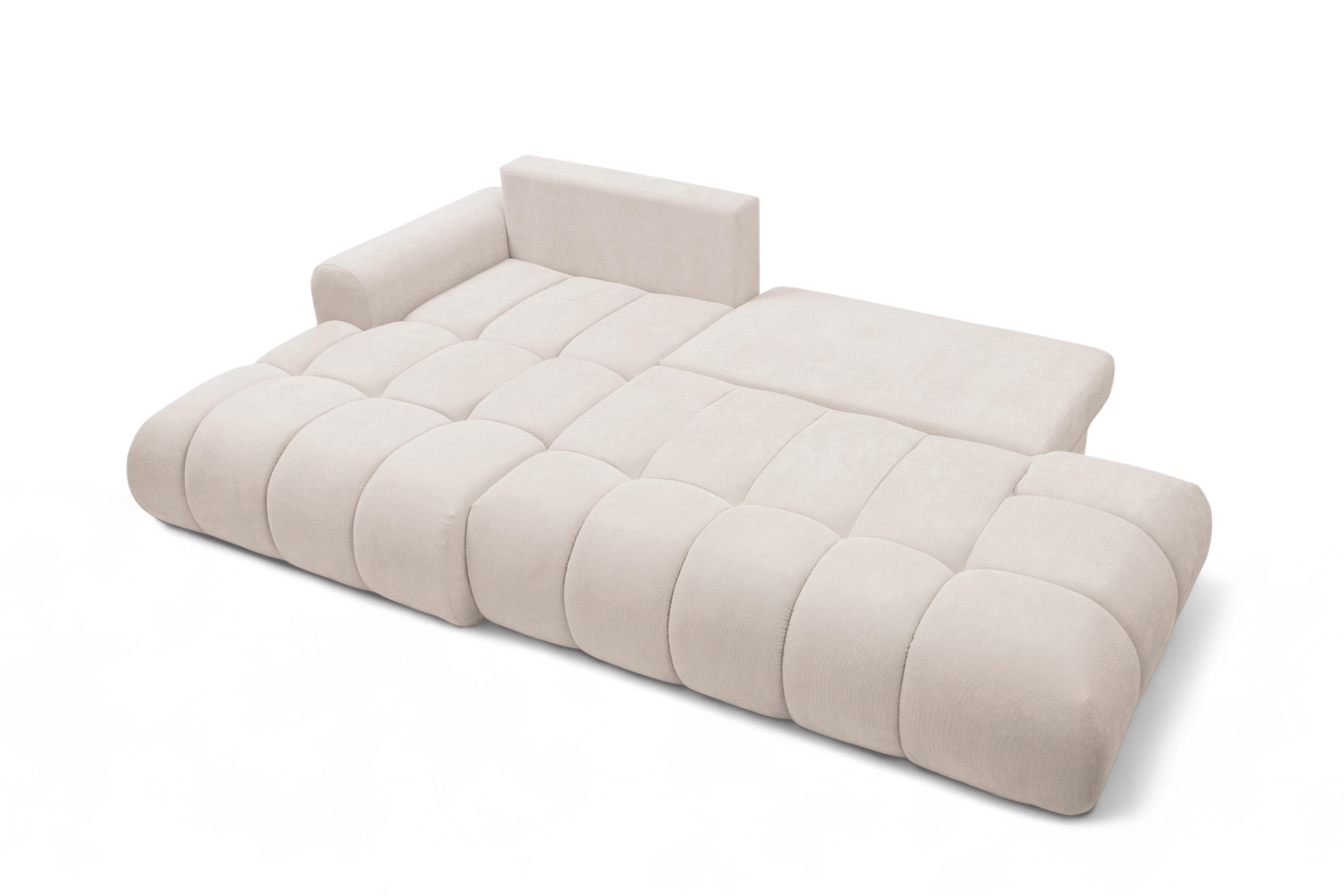 Rohová rozkládací pohovka Lutario L II levá s funkcí spánku - béžová hydrofobní tkanina Venice 2026 Rohová sedací souprava Lutario L II rozkládací levá - béžová plecionka hydrofobowa Venice 2026