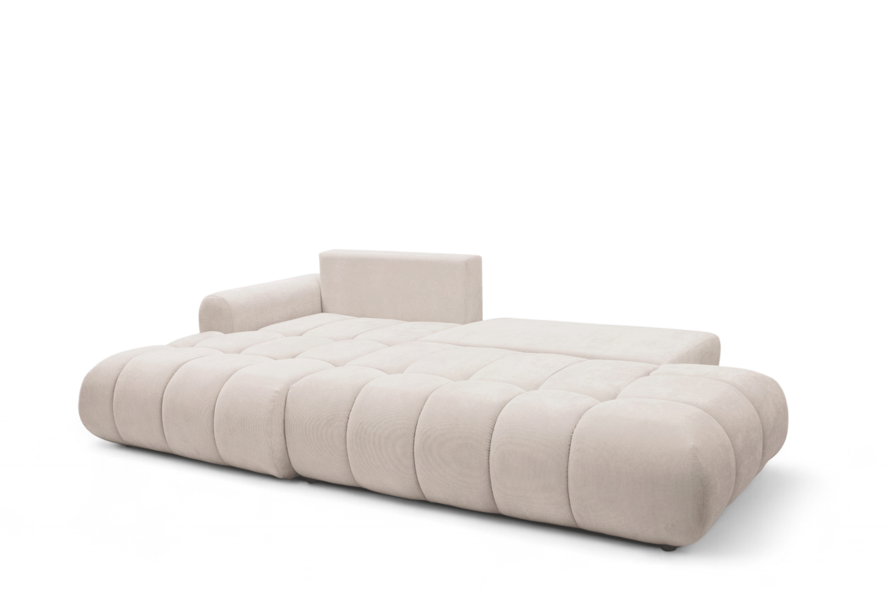 Rohová rozkládací pohovka Lutario L II levá s funkcí spánku - béžová hydrofobní tkanina Venice 2026 Rohová sedací souprava Lutario L II rozkládací levá - béžová plecionka hydrofobowa Venice 2026