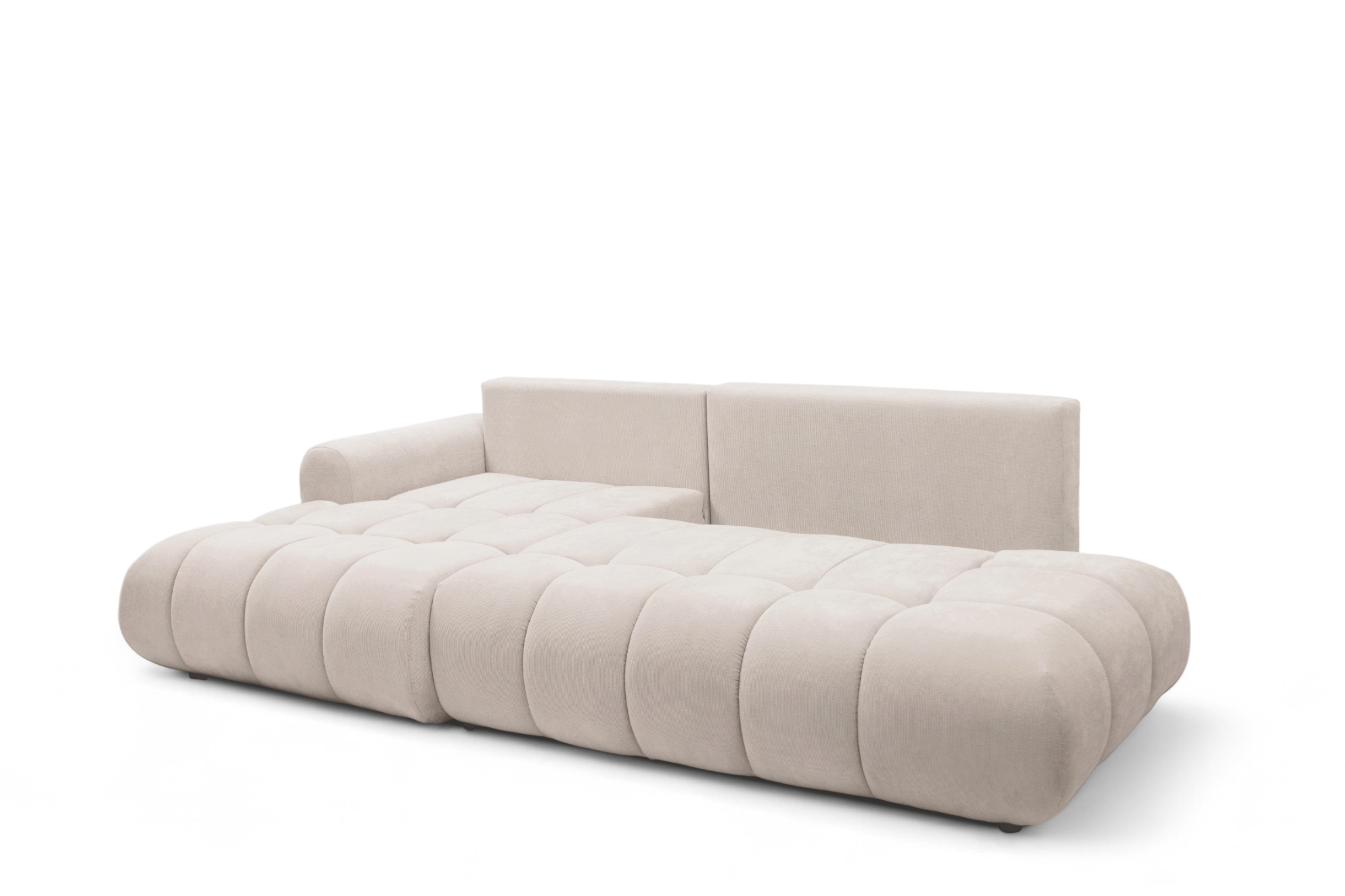 Rohová rozkládací pohovka Lutario L II levá s funkcí spánku - béžová hydrofobní tkanina Venice 2026 Rohová sedací souprava Lutario L II rozkládací levá - béžová plecionka hydrofobowa Venice 2026