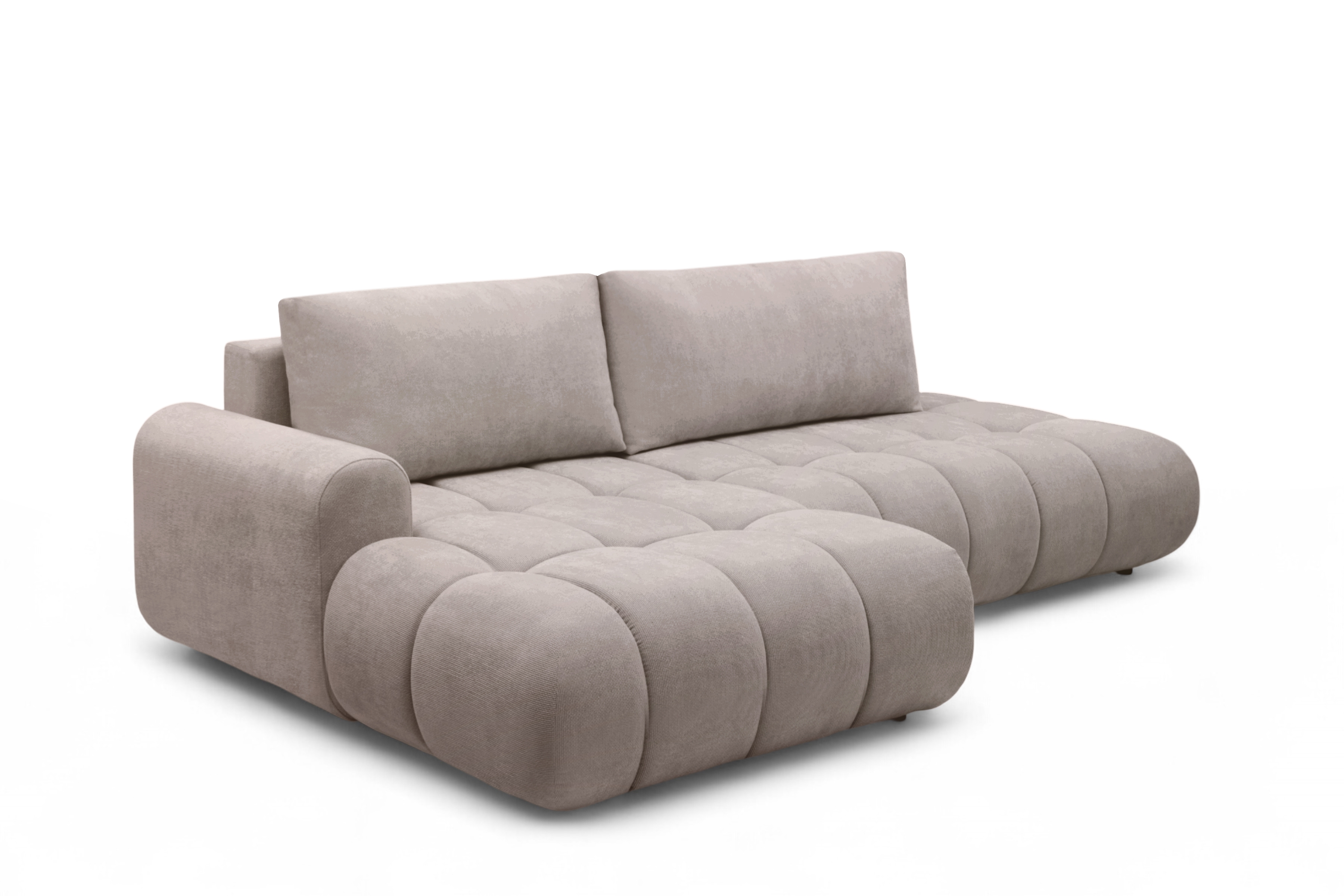 Rohová rozkládací pohovka Lutario L II levá s funkcí spánku - tmavě béžová hydrofobní tkanina Venice 2031 Rohová sedací souprava Lutario L II rozkládací levá - ciemnobezowa plecionka hydrofobowa Venice 2031