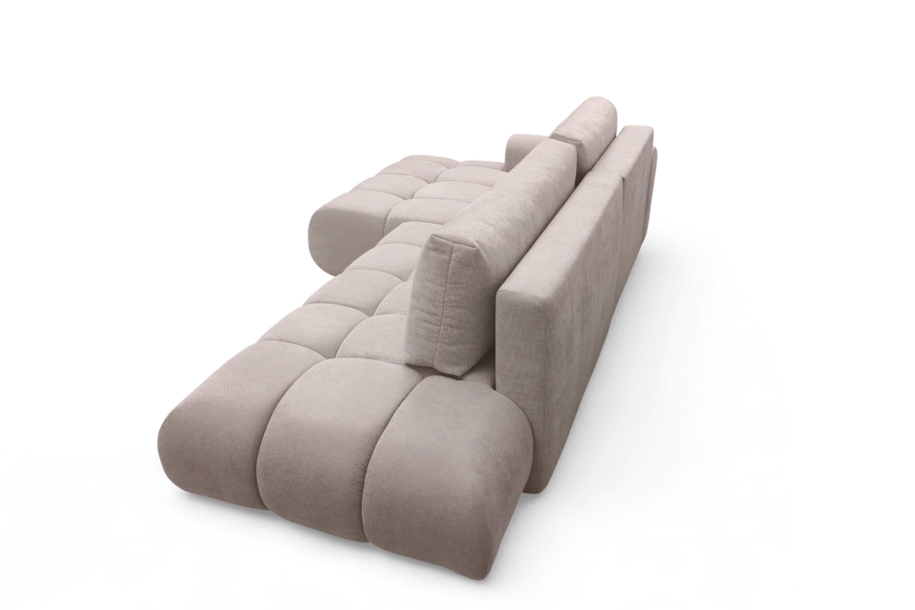 Rohová rozkládací pohovka Lutario L II levá s funkcí spánku - tmavě béžová hydrofobní tkanina Venice 2031 Rohová sedací souprava Lutario L II rozkládací levá - ciemnobezowa plecionka hydrofobowa Venice 2031