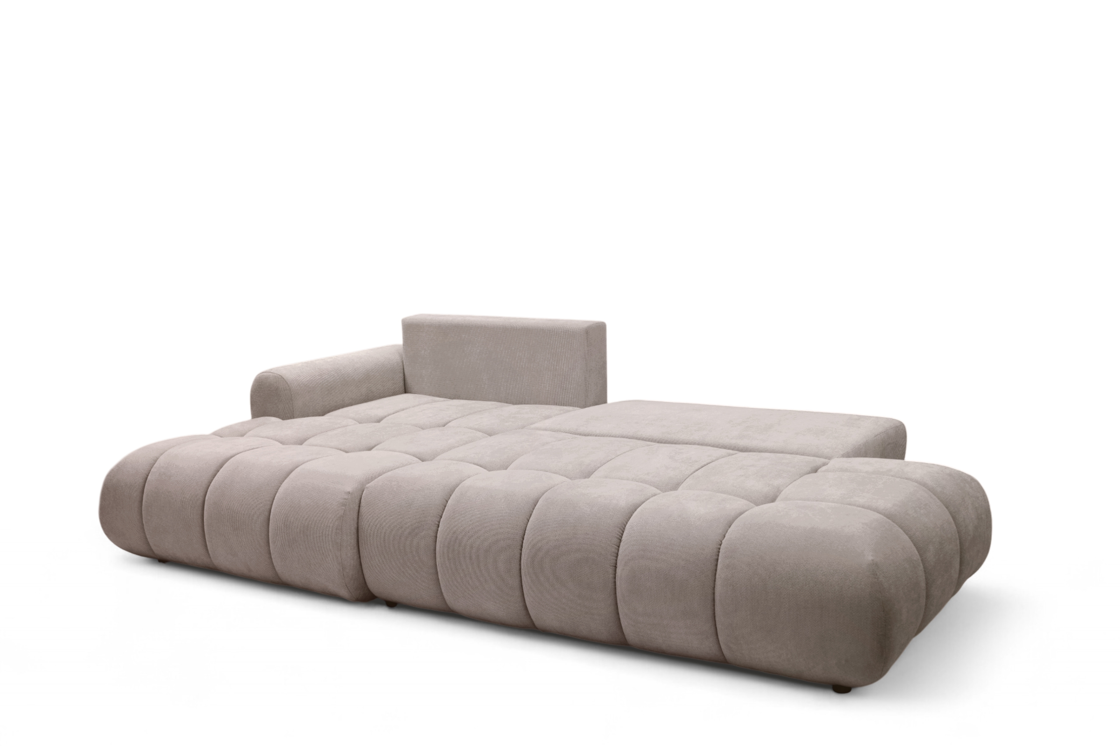 Rohová rozkládací pohovka Lutario L II levá s funkcí spánku - tmavě béžová hydrofobní tkanina Venice 2031 Rohová sedací souprava Lutario L II rozkládací levá - ciemnobezowa plecionka hydrofobowa Venice 2031