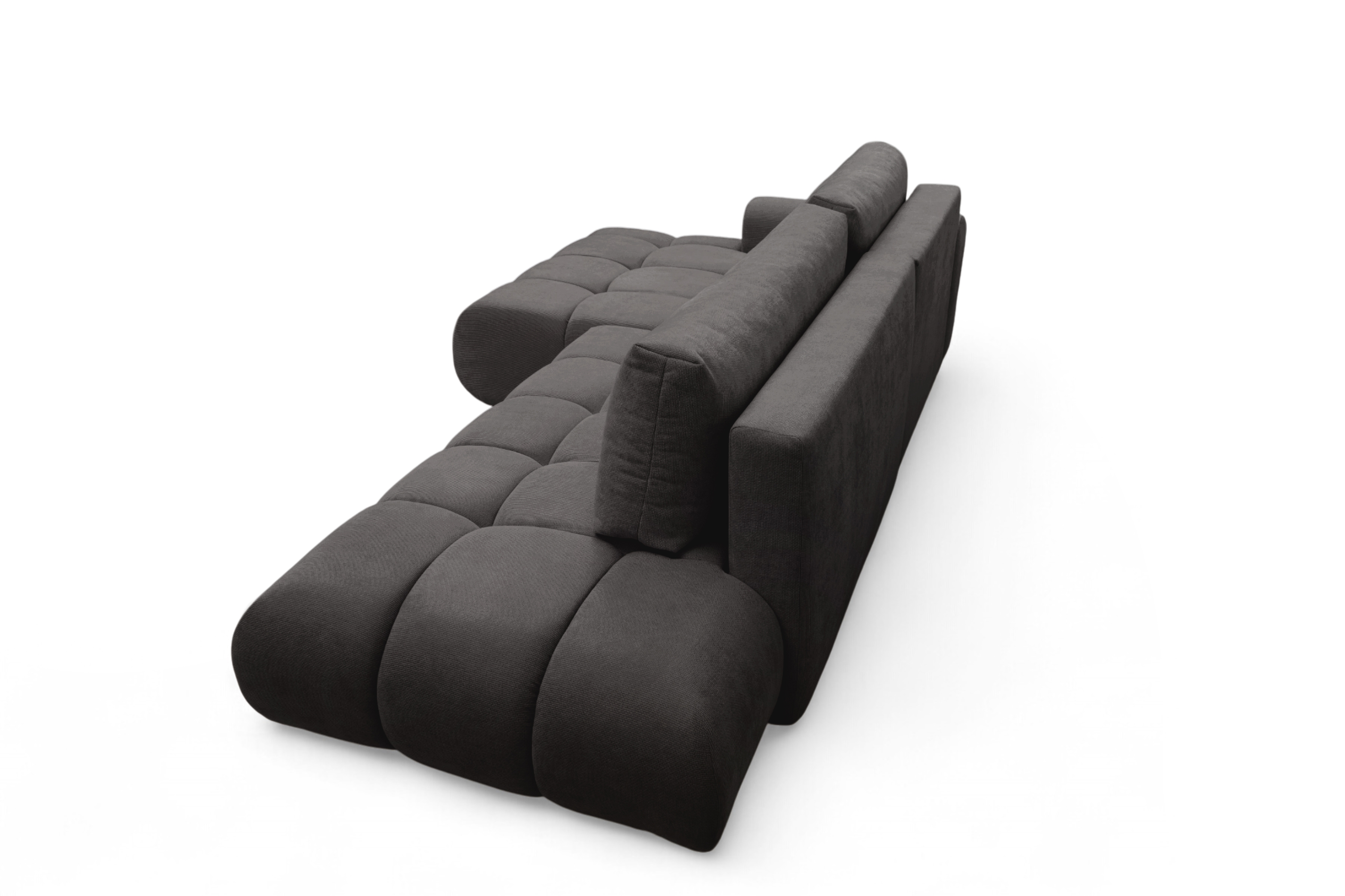 Rohová rozkládací pohovka Lutario L II levá s funkcí spánku - tmavě šedá hydrofobní tkanina Venice 2021 Rohová sedací souprava Lutario L II rozkládací levá - ciemnoszara plecionka hydrofobowa Venice 2021