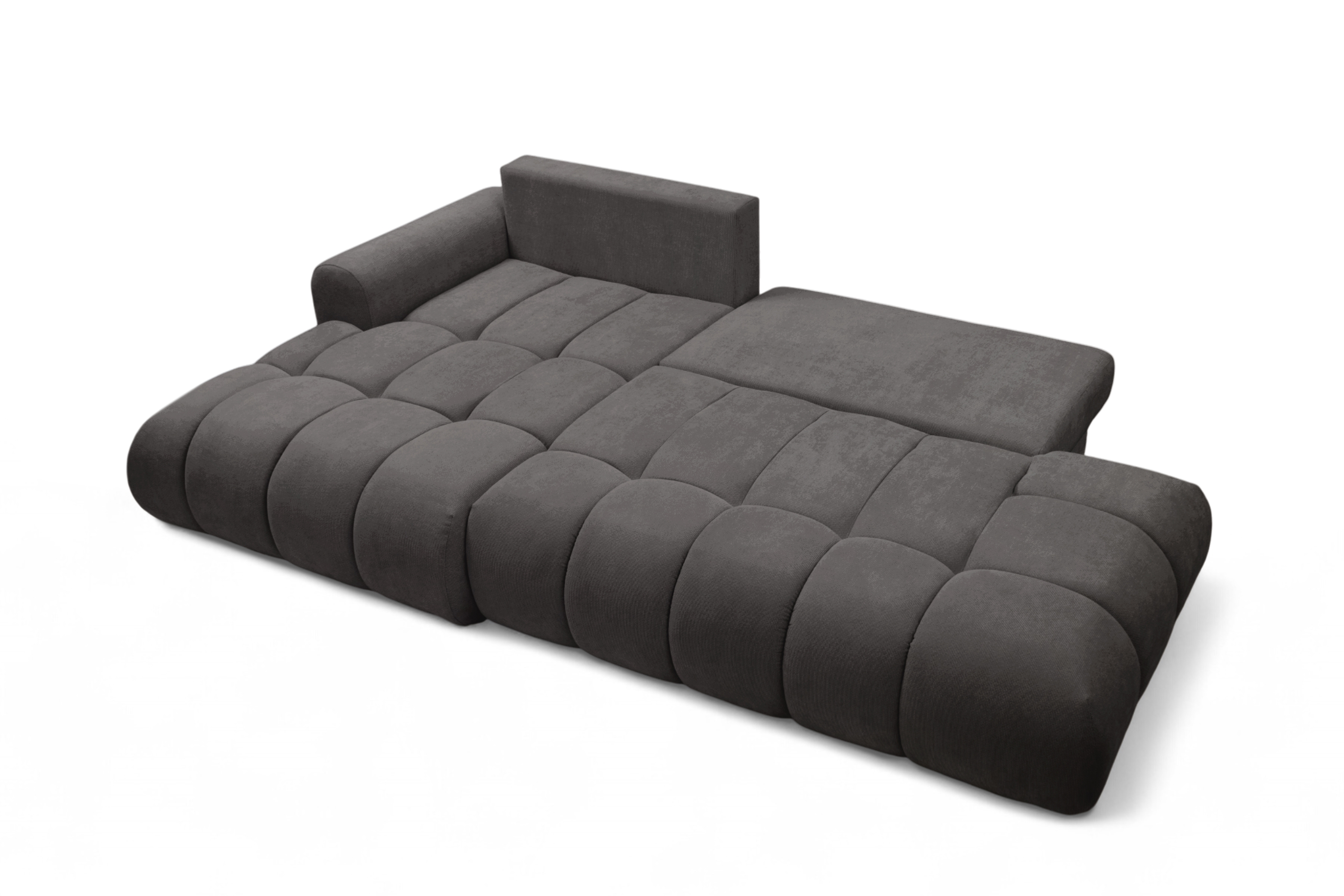 Rohová rozkládací pohovka Lutario L II levá s funkcí spánku - tmavě šedá hydrofobní tkanina Venice 2021 Rohová sedací souprava Lutario L II rozkládací levá - ciemnoszara plecionka hydrofobowa Venice 2021